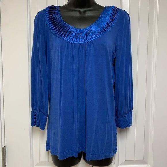 Other Dialogue Blue Satin Collar Long Sleeve Shirt Size S / US 4 / IT 40 - 1 Thumbnail