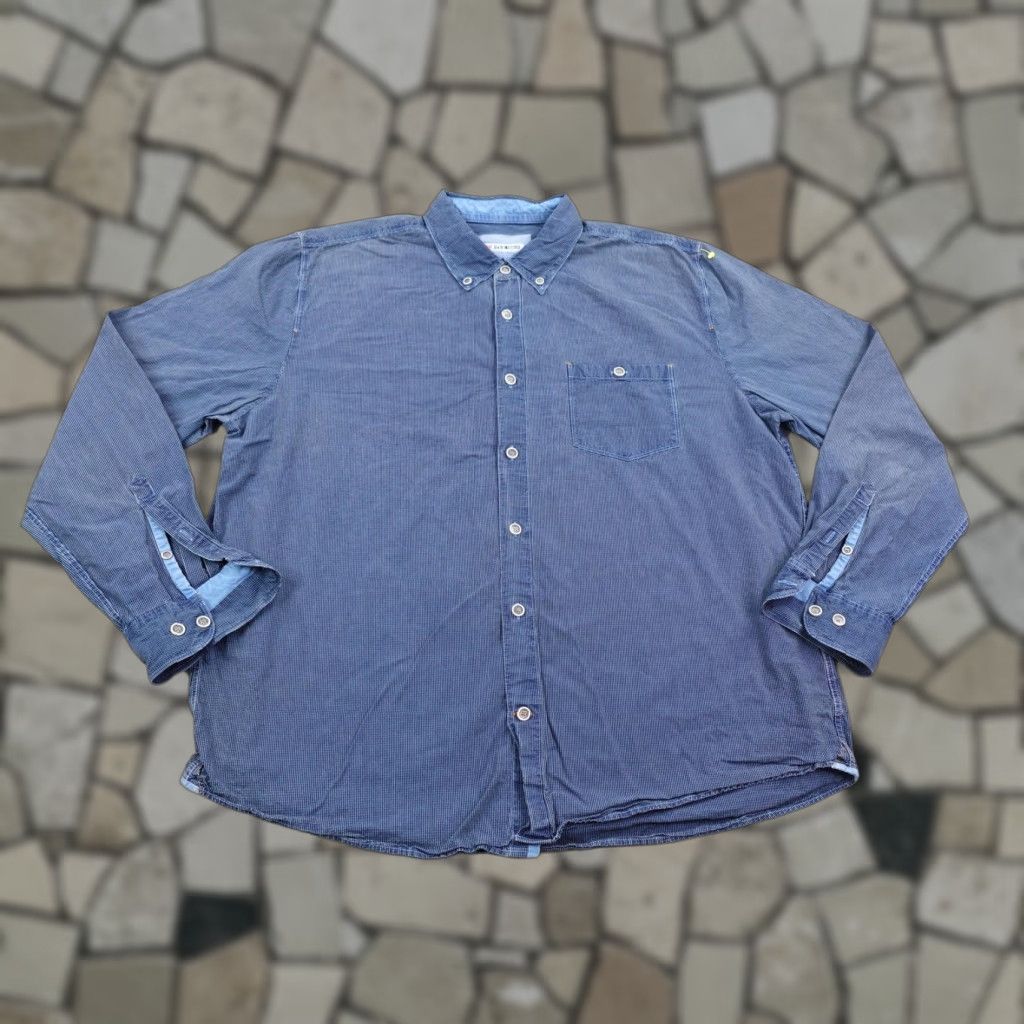 Vintage 32 Bar Blues Shirt Men XL Blue Micro Check Button-Down Long Sleeve with Pockets Mens Size US XL / EU 56 / 4 - 1 Thumbnail