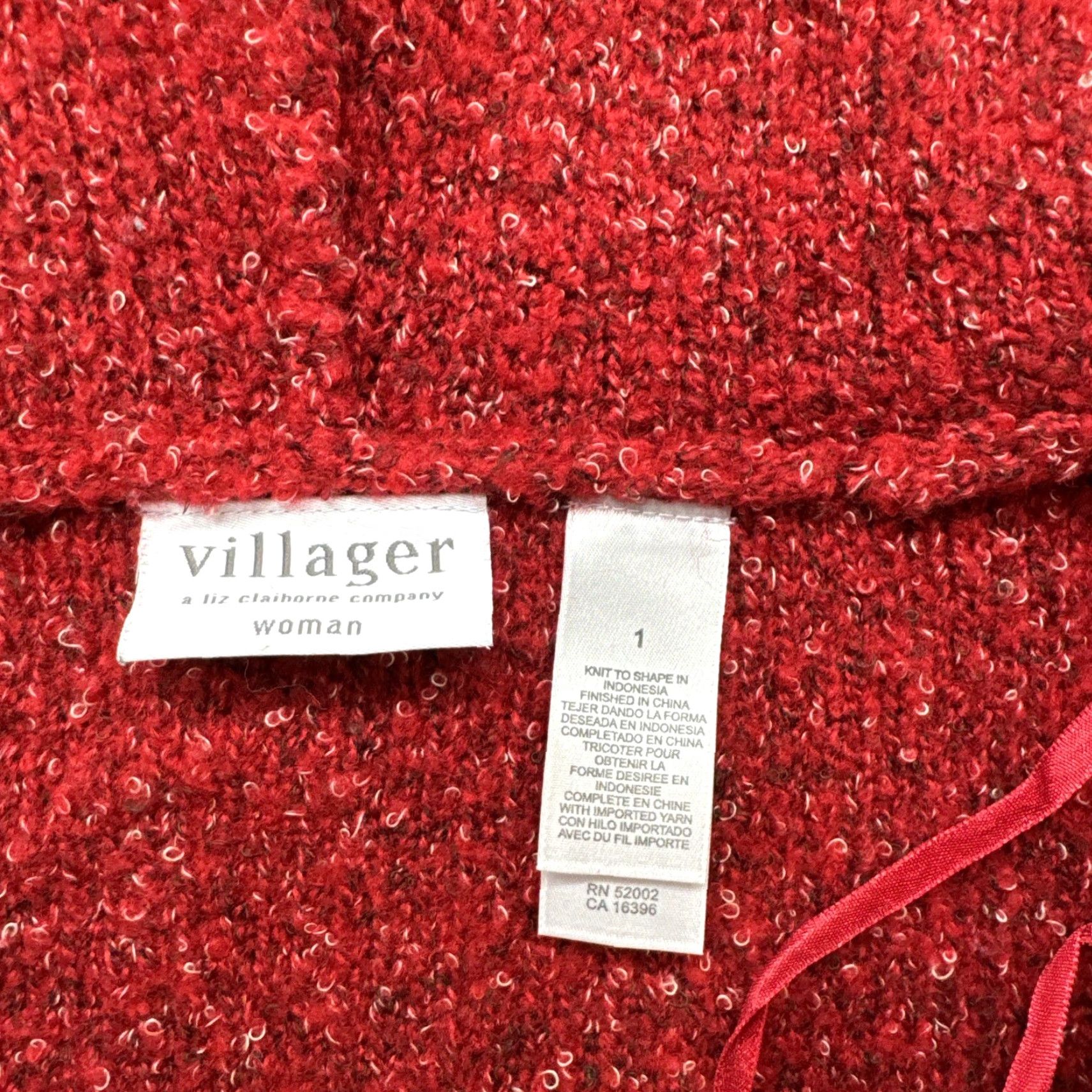 Liz Claiborne VINTAGE Villager Liz Claiborne Red Hooded Pullover V-Neck Sweater Plus Size 1X Womens Shovel? Size XL / US 12-14 / IT 48-50 - 2 Thumbnail