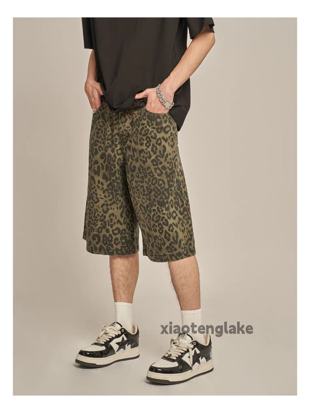 Vintage Unisex utility loose baggy skate hiphop leopard shorts Size US 32 / EU 48 - 2 Thumbnail