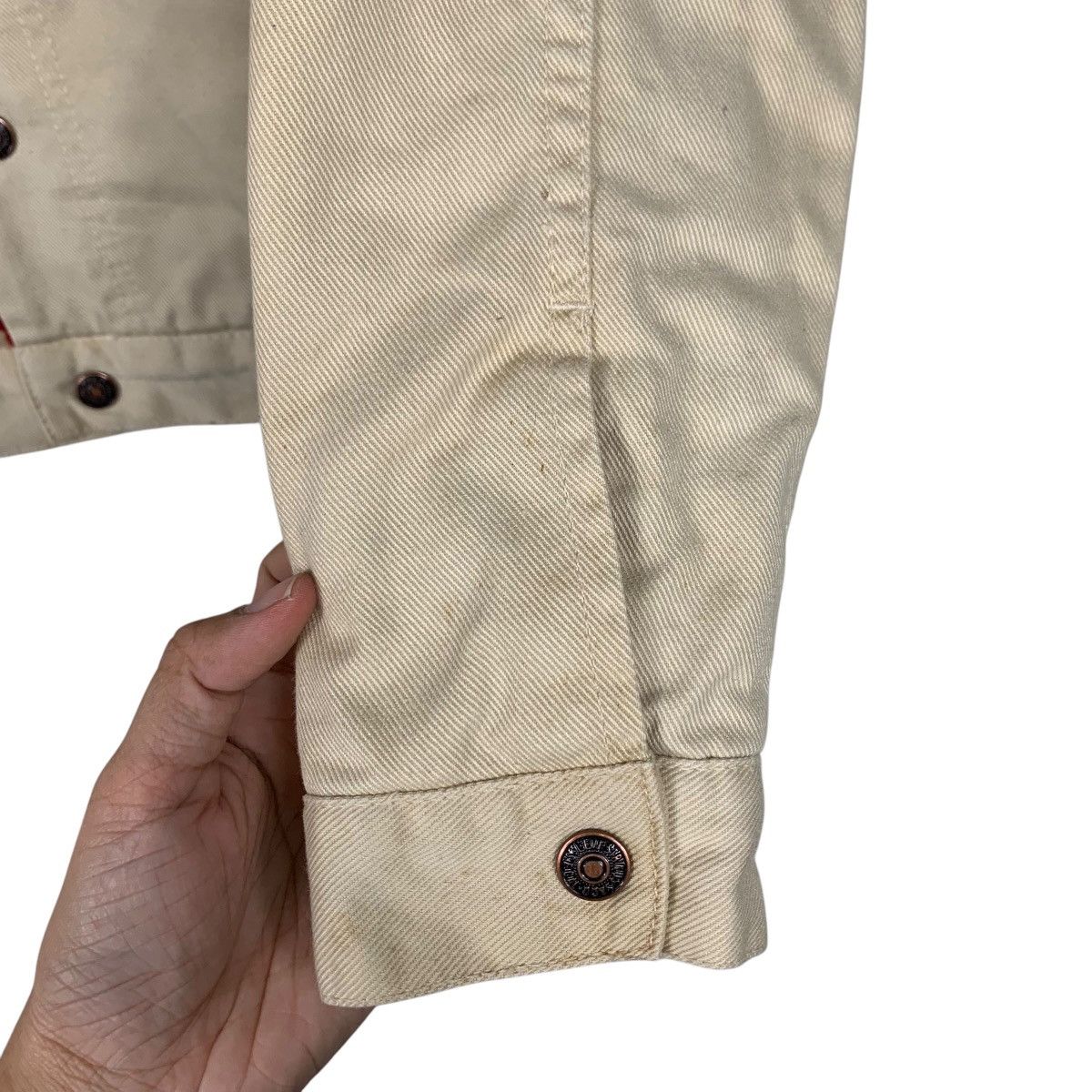 Levi's LEVIS Red Fleece Lined Beige Denim Jacket #1931-C84 Size M / US 6-8 / IT 42-44 - 13 Thumbnail