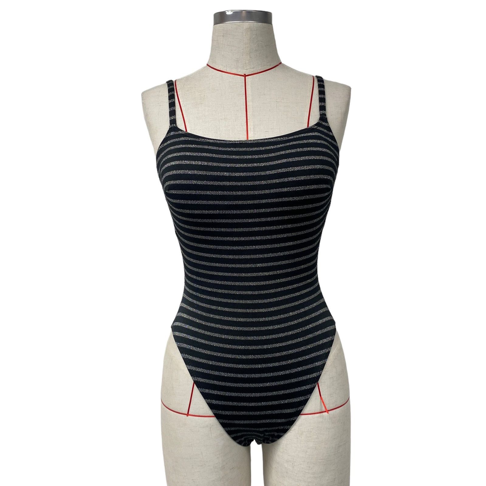 Vintage Vintage Coral Key Black Striped One Piece Swimsuit Size M / US 6-8 / IT 42-44 - 2 Thumbnail