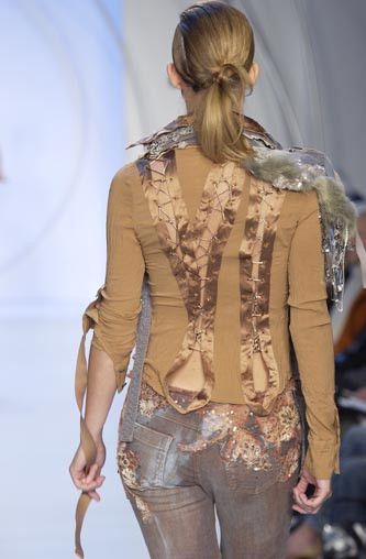 Other f/w 2003 Y Kei Rust Silk Lace Up Runway Blouse Size S / US 4 / IT 40 - 3 Thumbnail