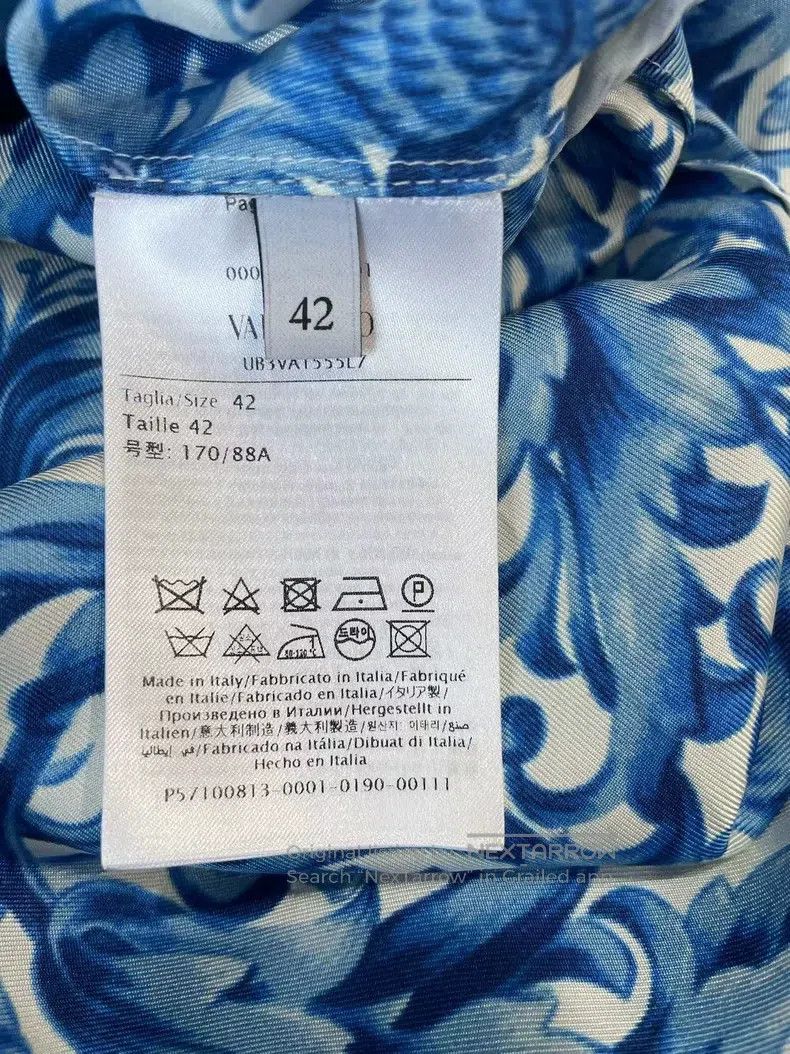 Valentino Valentino Blue and white porcelain silk dress Size L / US 10 / IT 46 - 3 Thumbnail