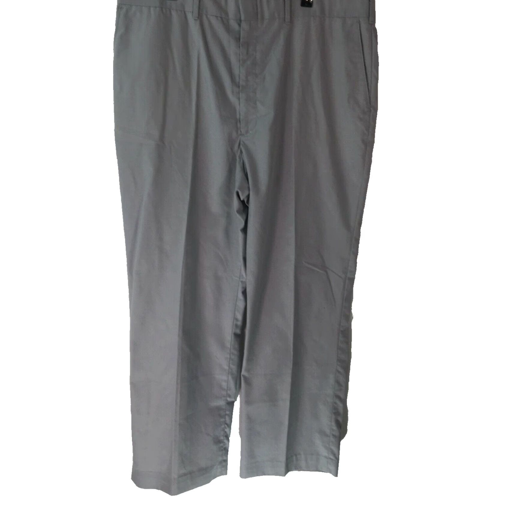 Haggar Haggar Mens Chino Pants Flat Front Gray 38 X30 Regular Waist Belt Loops 9in Leg Opening Polyester Stretch Casual Business Size US 38 / EU 54 - 2 Thumbnail
