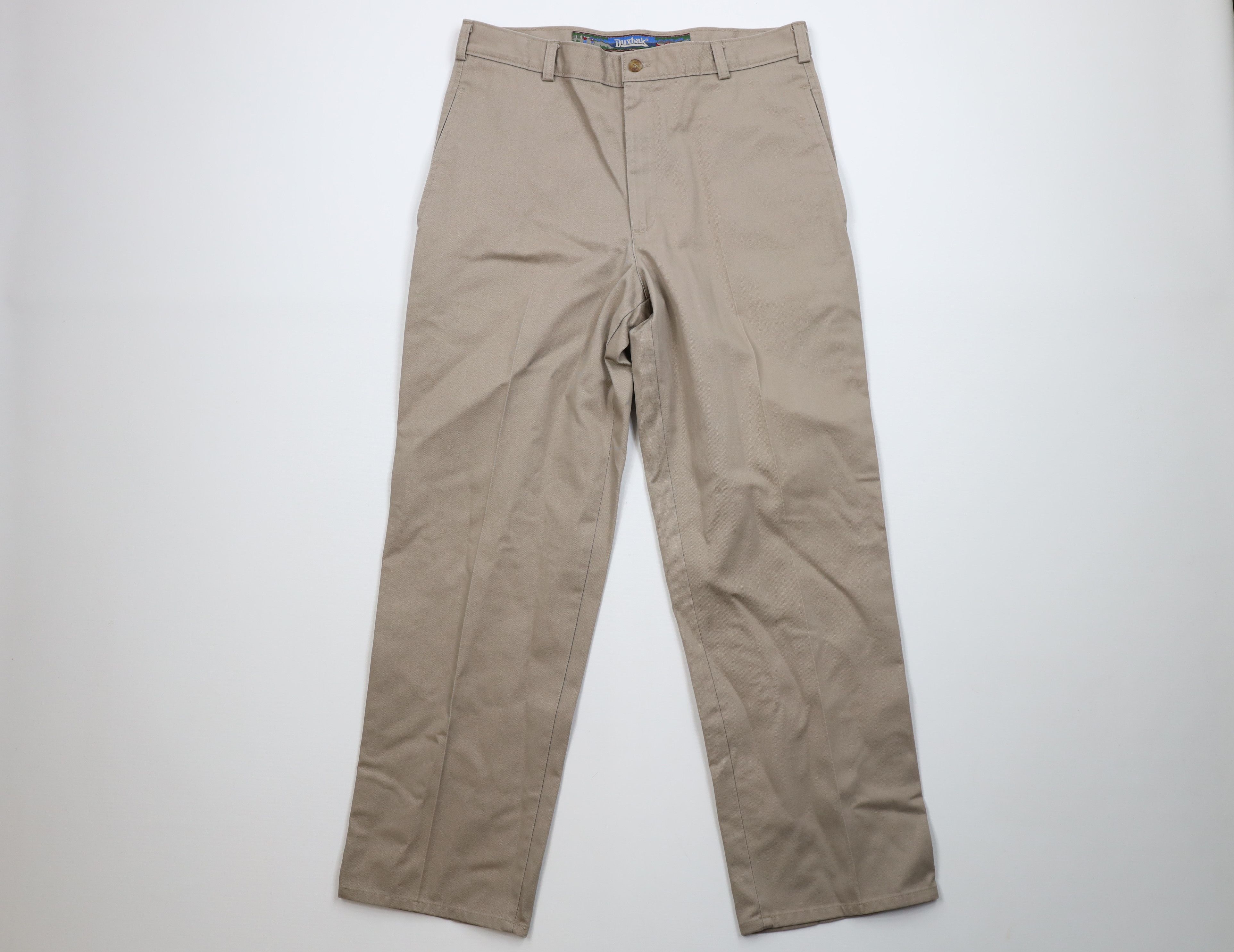 Vintage Vintage 90s Duxbak Wide Leg Chino Pants Beige Cotton USA Size US 34 / EU 50 - 1 Thumbnail