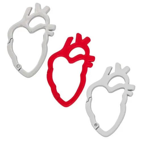 Jewelry Silver Anatomical Heart Carabiner Clip, Keychain Accessory Size ONE SIZE - 2 Thumbnail