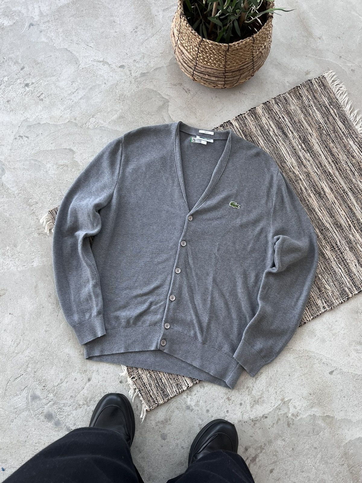 Lacoste Vintage Lacoste Grey Avantgarde Unisex Cardigan Luxury Y2K Size US L / EU 52-54 / 3 - 1 Thumbnail