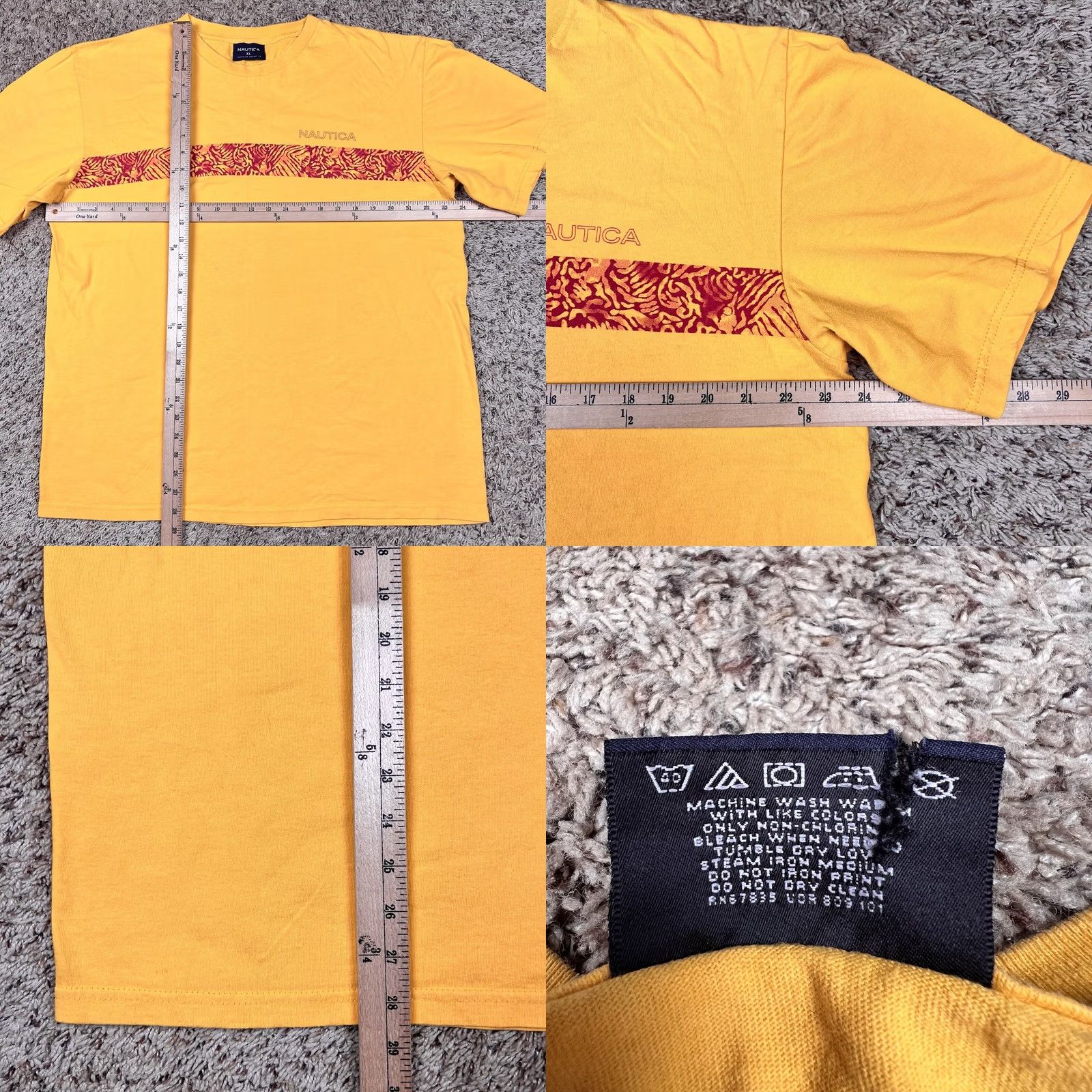 Nautica VINTAGE Nautica Logo Graphic T-Shirt XL Double Sided 90s Skate Surf Made in USA Mens, Yellow, 100% Cotton, Graphic Tee, Short Sleeve, Crew Neck Size US XL / EU 56 / 4 - 8 Thumbnail