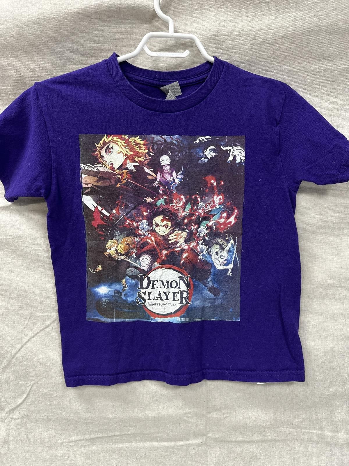 Gildan Demon Slayer Youth T-Shirt - Purple Graphic Tee Size US XXS / EU 40 - 1 Thumbnail