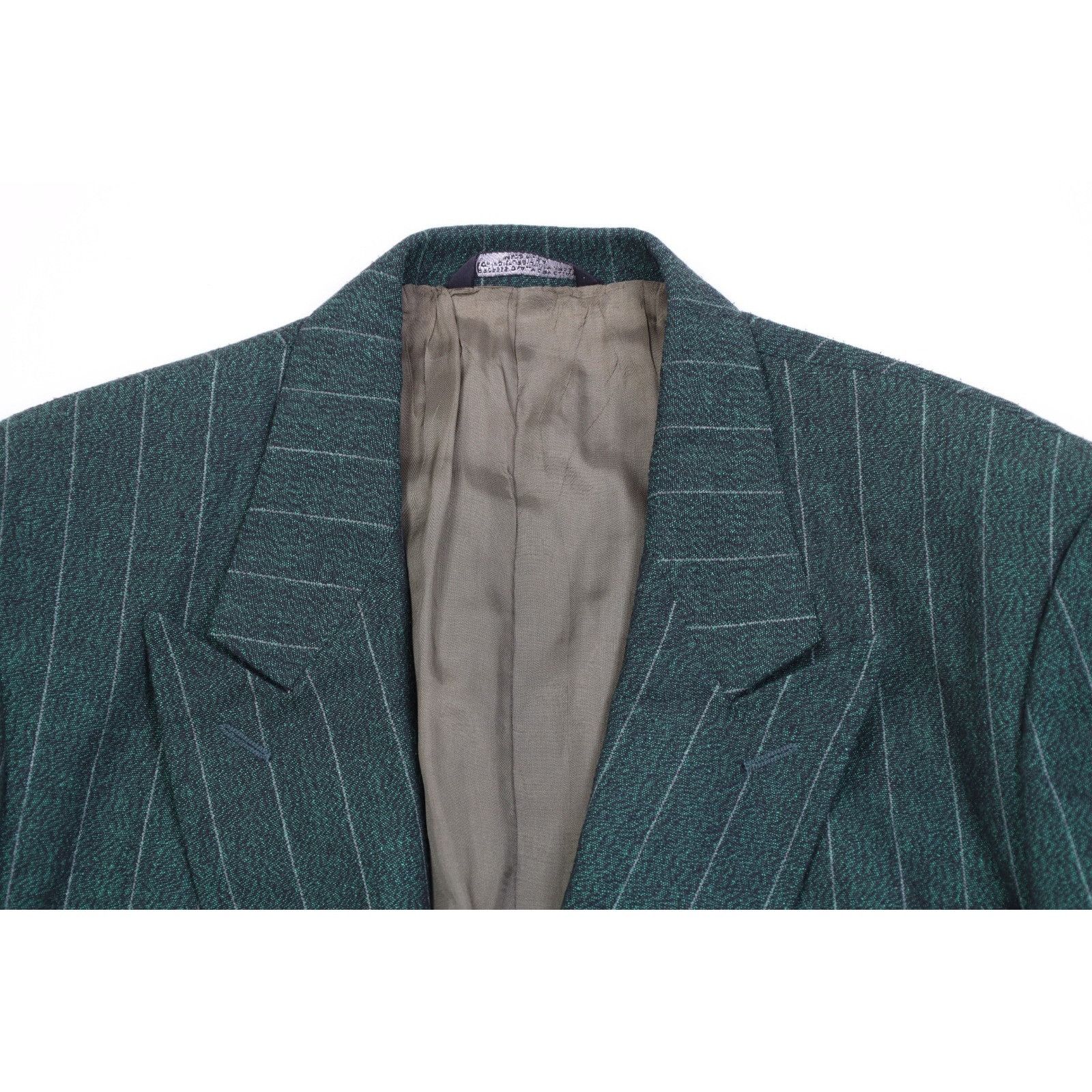 Vintage Vintage 70s 80s 2 Piece Wool Striped Double Breasted Suit Size 44L - 3 Thumbnail