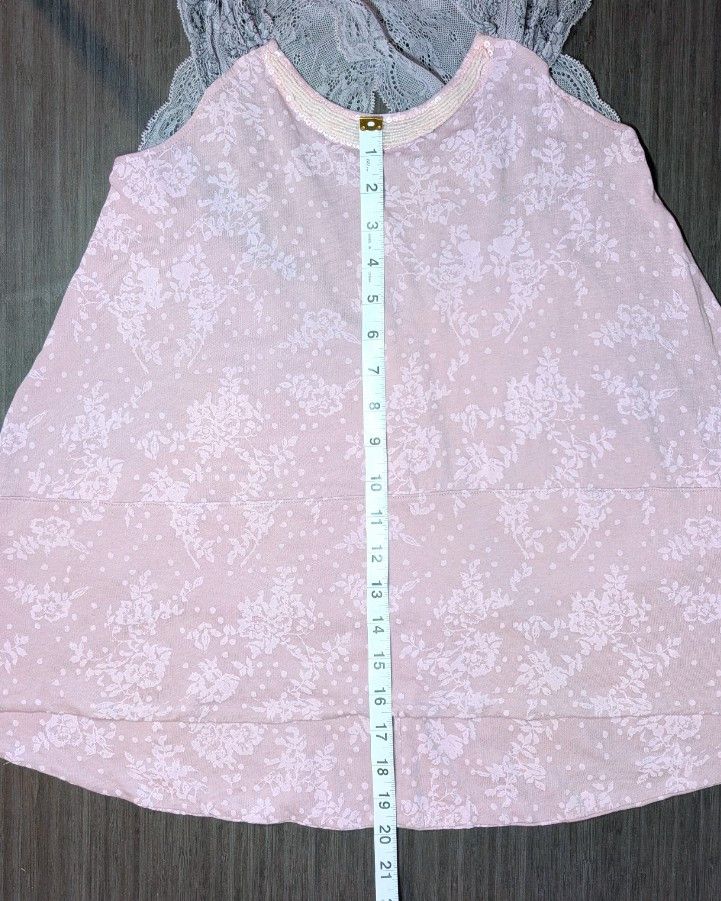 Free People Free People Floral Pink Tank Top Beaded Collar Lace Straps Size XS / US 0-2 / IT 36-38 - 12 Thumbnail