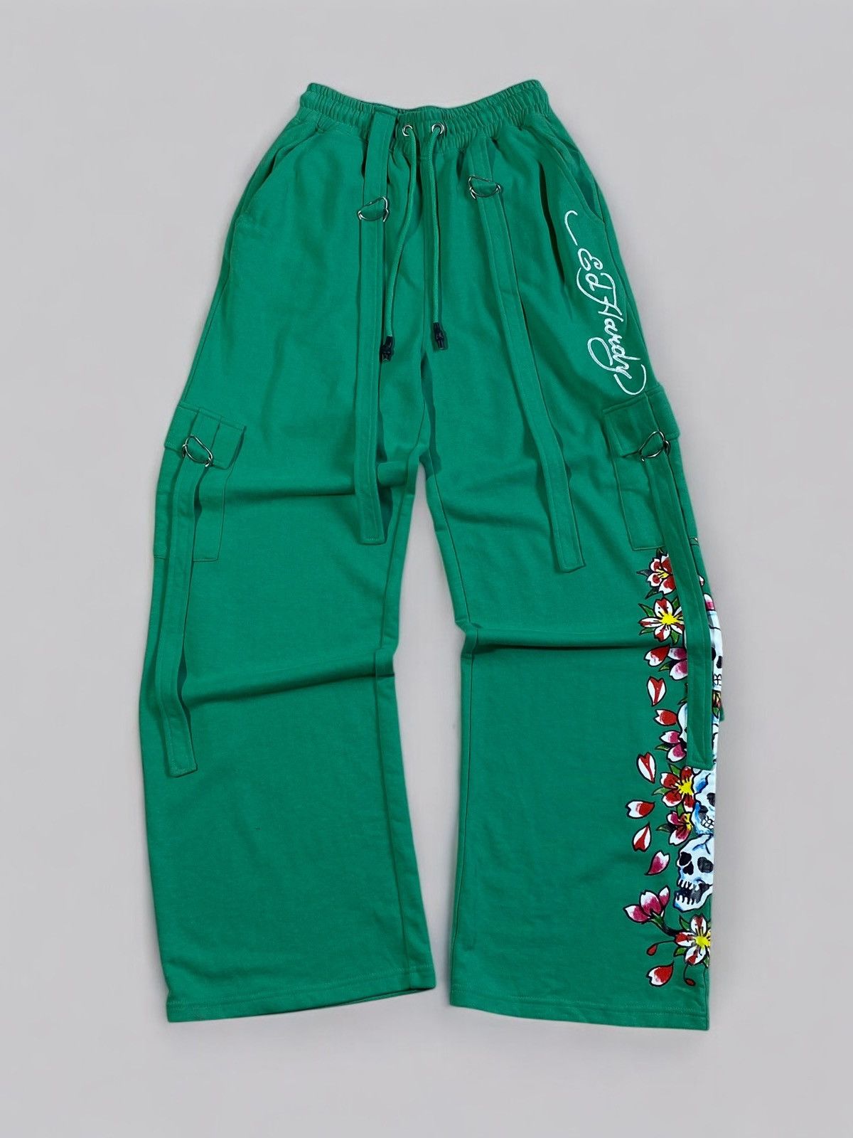 Ed Hardy 🔥 Y2K ED HARDY GREEN SKULL PANTS OPIUM JAPAN VIBES Size US 32 / EU 48 - 3 Thumbnail