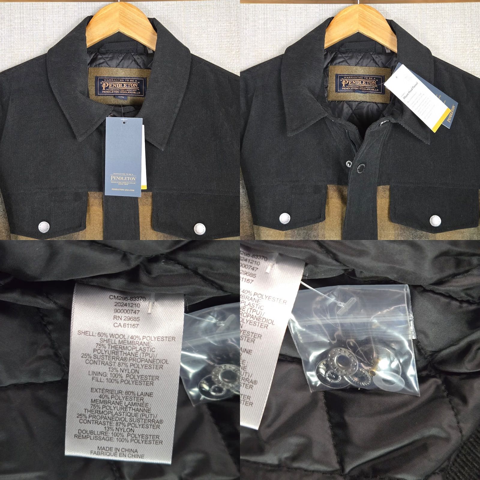 Pendleton PENDLETON Wool Jacket Mens Large Insulated Plaid Full Zip Corduroy NEW 35 Size US L / EU 52-54 / 3 - 11 Thumbnail