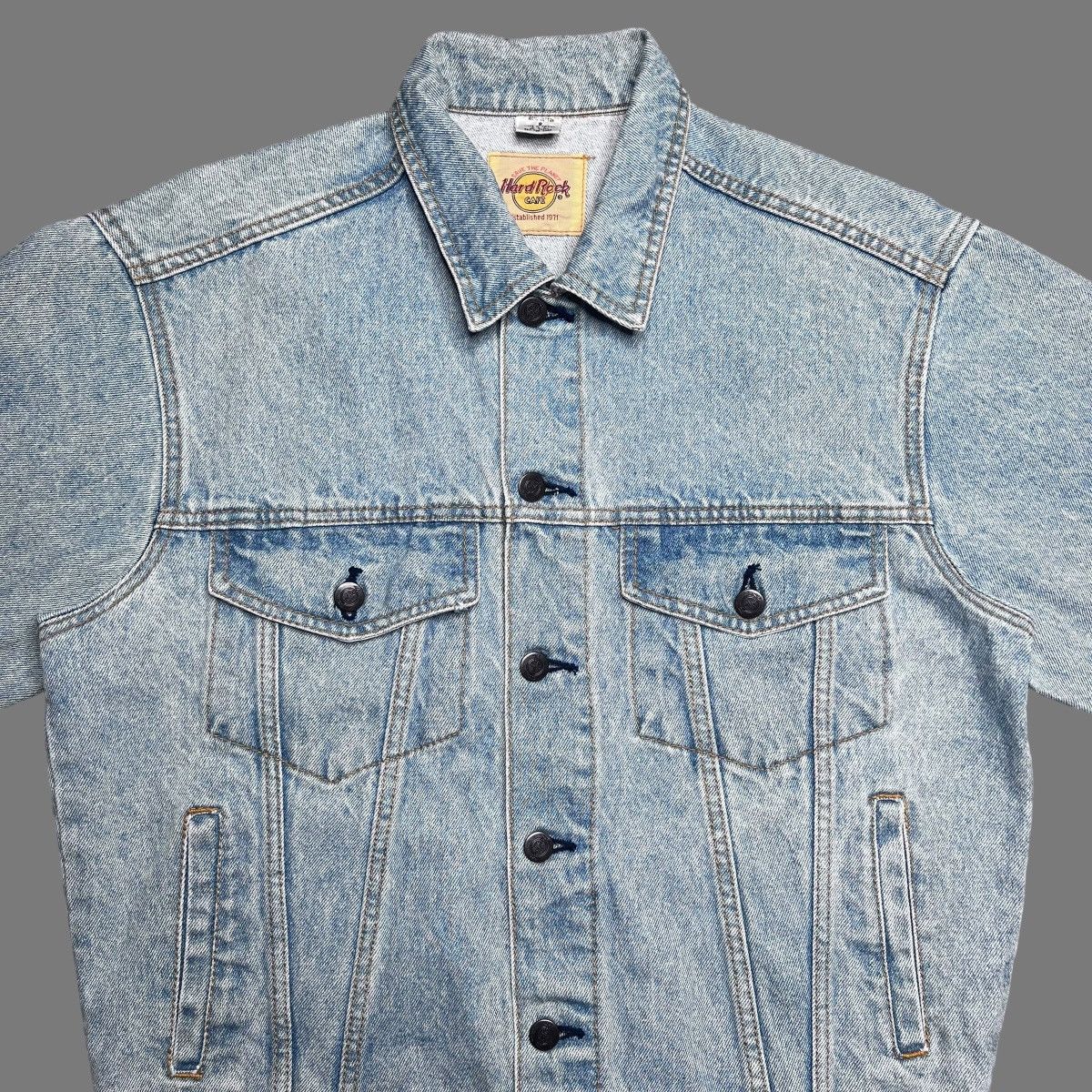 Hard Rock Cafe × Vintage Vtg 1990s Hard Rock Cafe Save The Planet Dallas Denim Jacket Size US S / EU 44-46 / 1 - 11 Thumbnail
