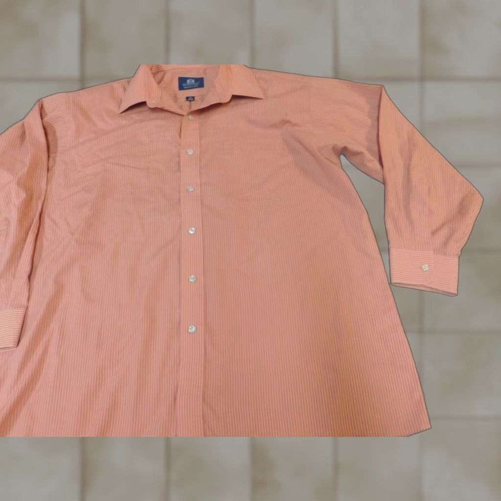 Stafford Stafford Shirt Mens Button-Up 17 Striped Pink Cotton Long Sleeve Collared Button-Down Modern - Size US XL / EU 56 / 4 - 1 Thumbnail