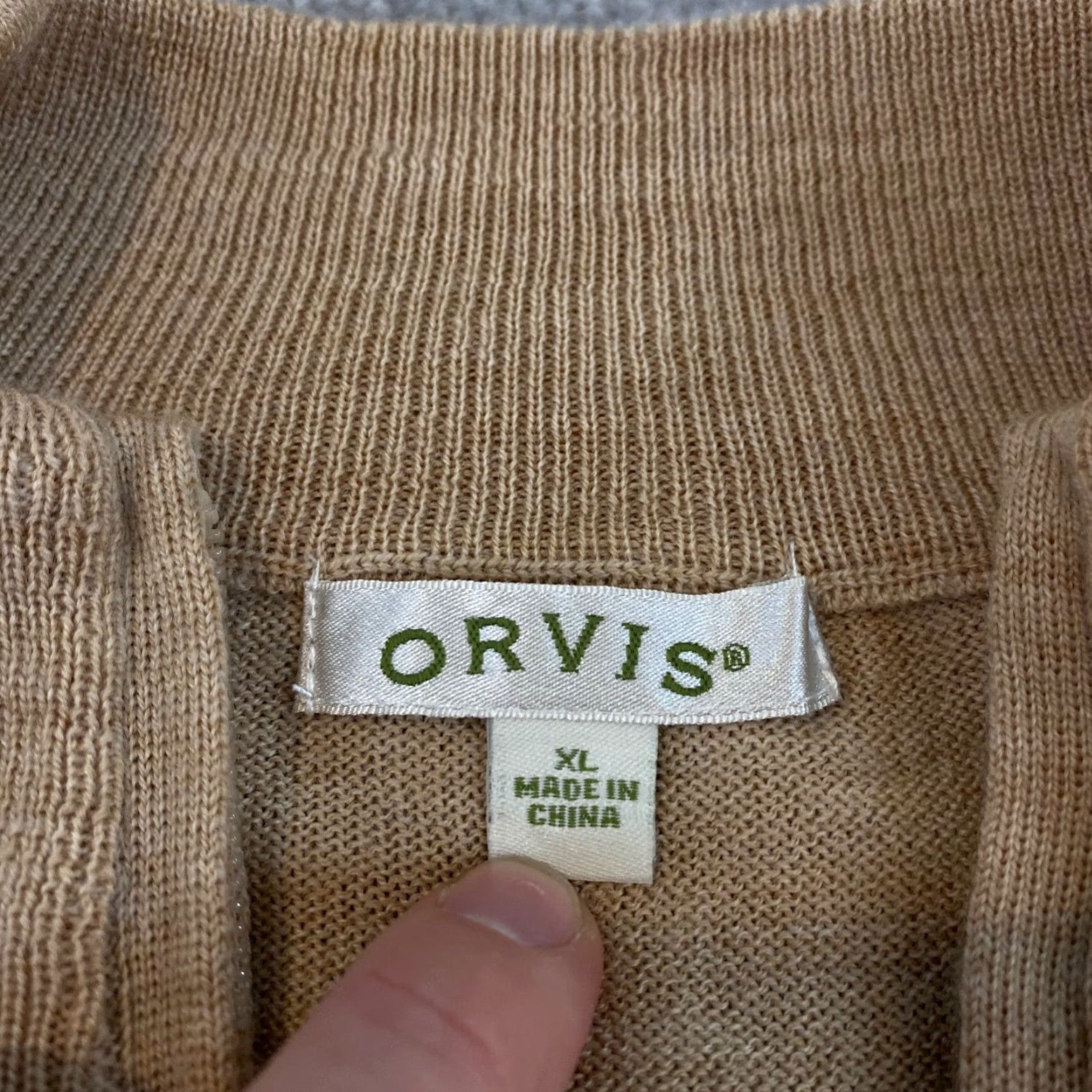 Orvis VINTAGE Orvis Sweater Mens XL Brown Cable Knit Wool 1/4 Zip Pullover Fall Winter Men's Size US XL / EU 56 / 4 - 2 Thumbnail