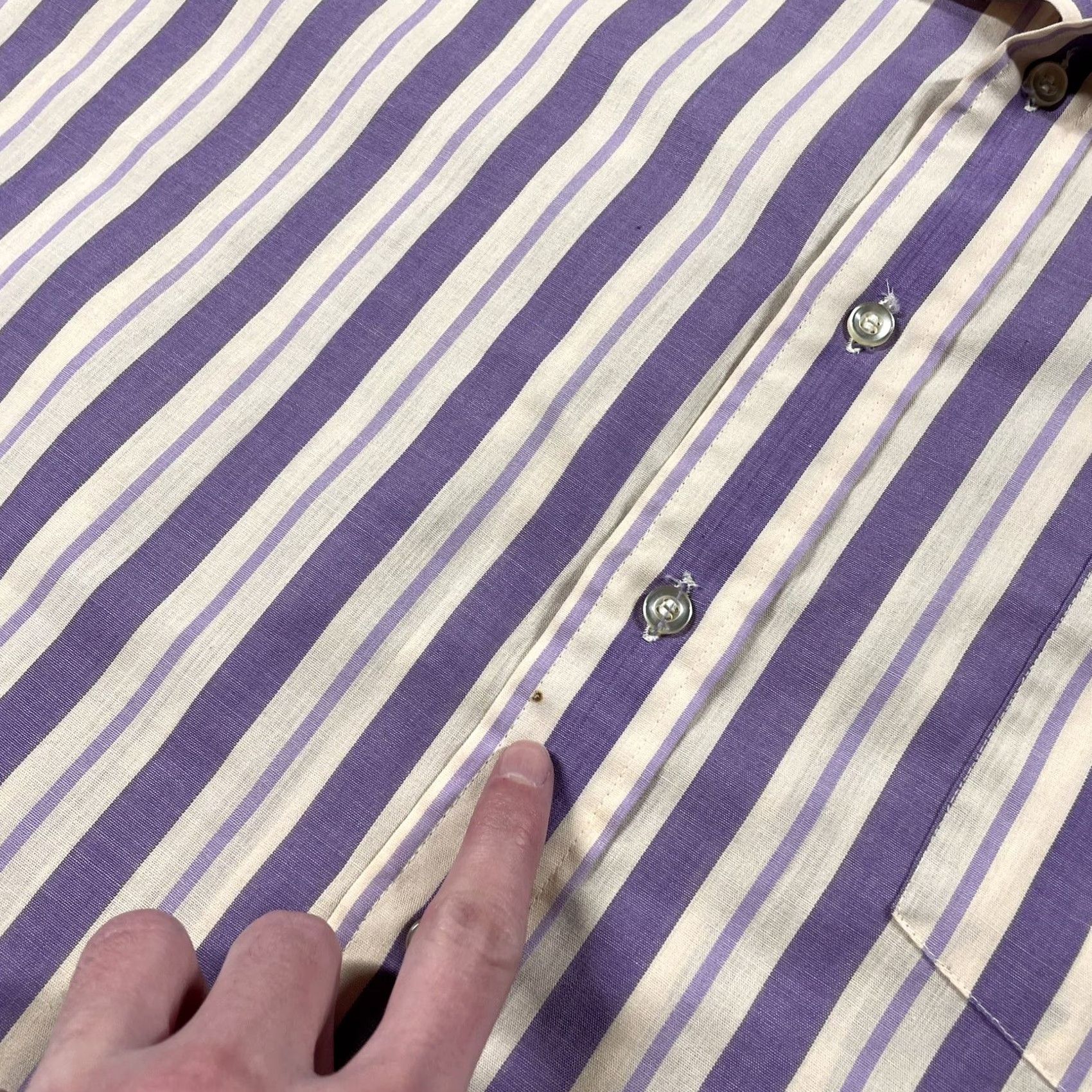 Vintage VINTAGE Puritan Shirt Striped Purple 60s Short Sleeve Large Button-Front Mod/GoGo Mens Size US L / EU 52-54 / 3 - 5 Thumbnail