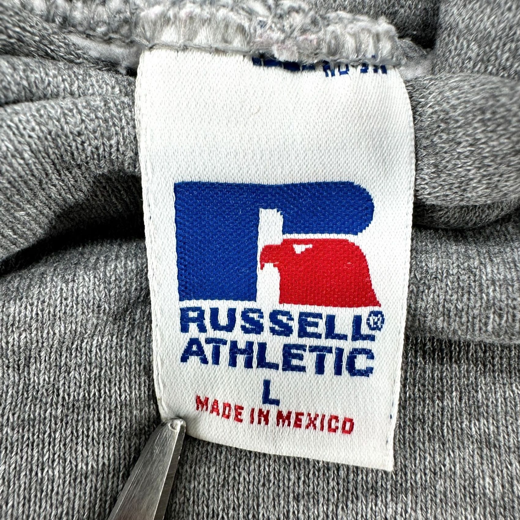 Russell Athletic VINTAGE Russell Hoodie Mens L Gray Pullover Sweatshirt Boxy Meridian Volleyball Y2K Size US L / EU 52-54 / 3 - 7 Thumbnail