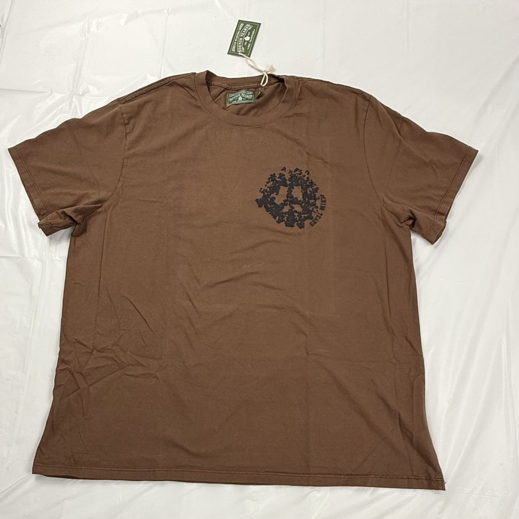 DENIM TEARS Denim Tears Brown Peace Sign Puff Print Graphic T-Shirt XXL Size US XL / EU 56 / 4 - 1 Thumbnail
