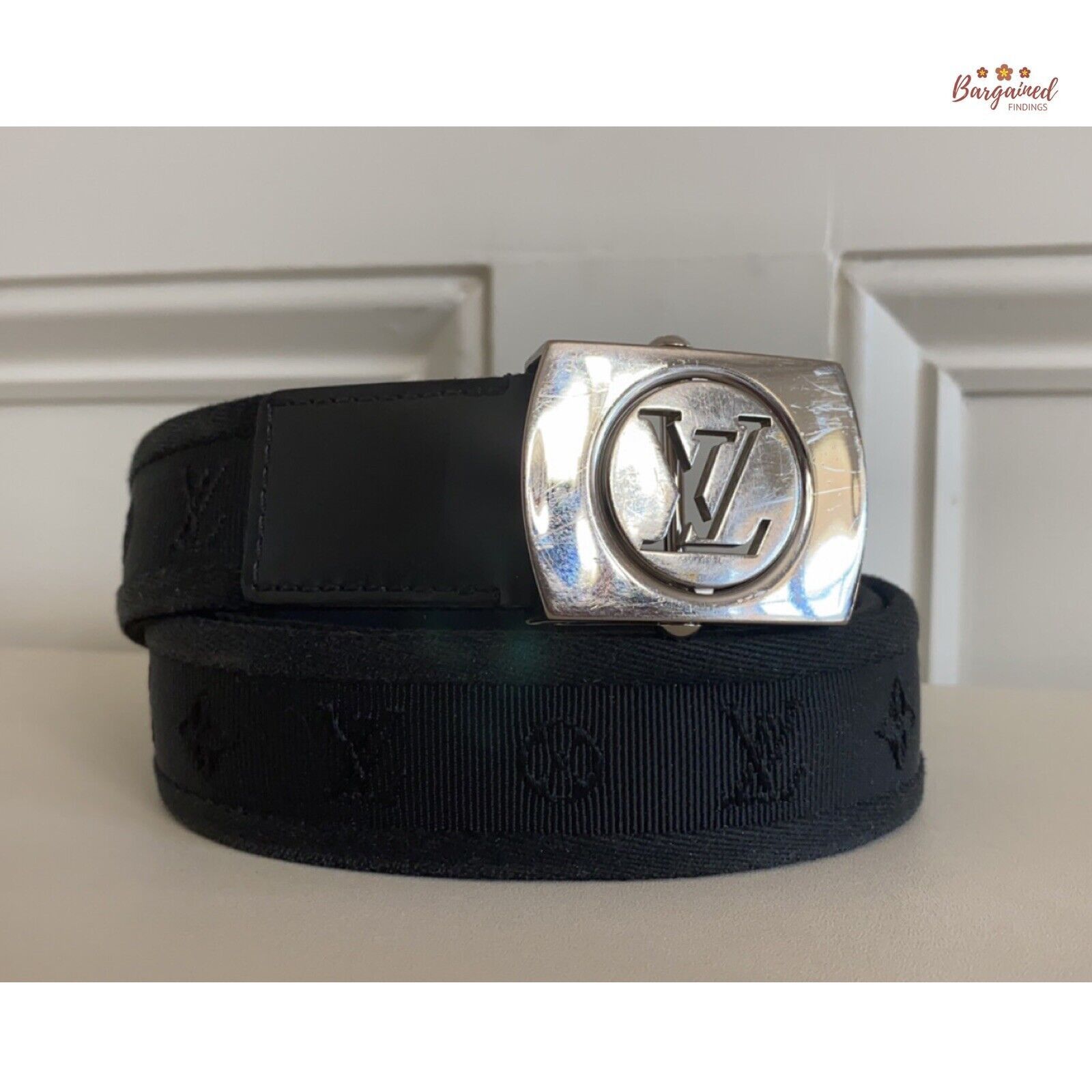 Louis Vuitton Louis Vuitton Black Monogram Fabric Fortune Sangle Belt Size 32 - 1 Thumbnail