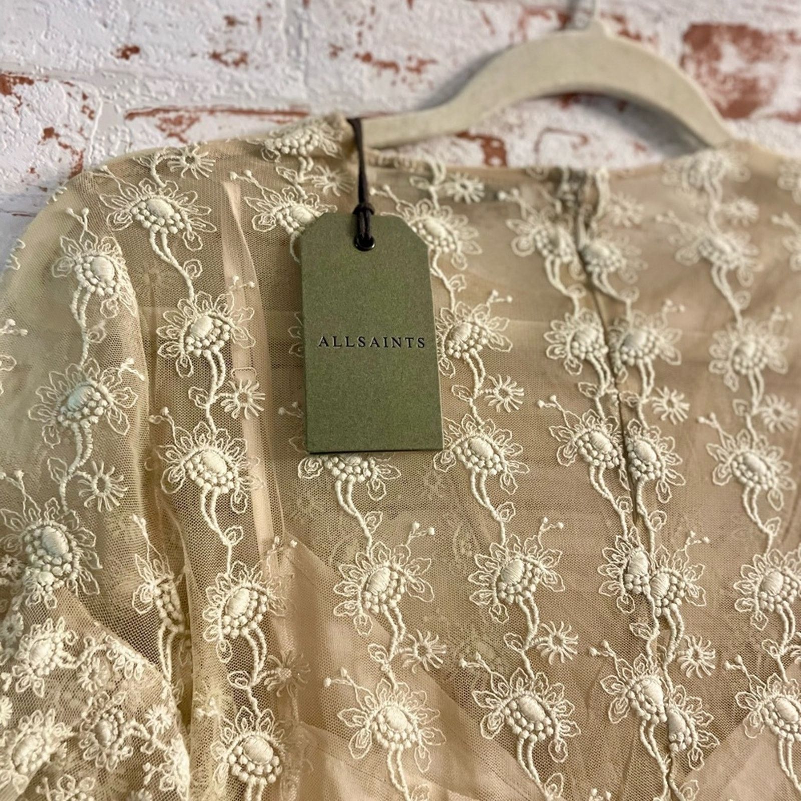 Allsaints All Saints NWT Cream Lace Blouse with Ruffle Sleeves Size S / US 4 / IT 40 - 5 Thumbnail