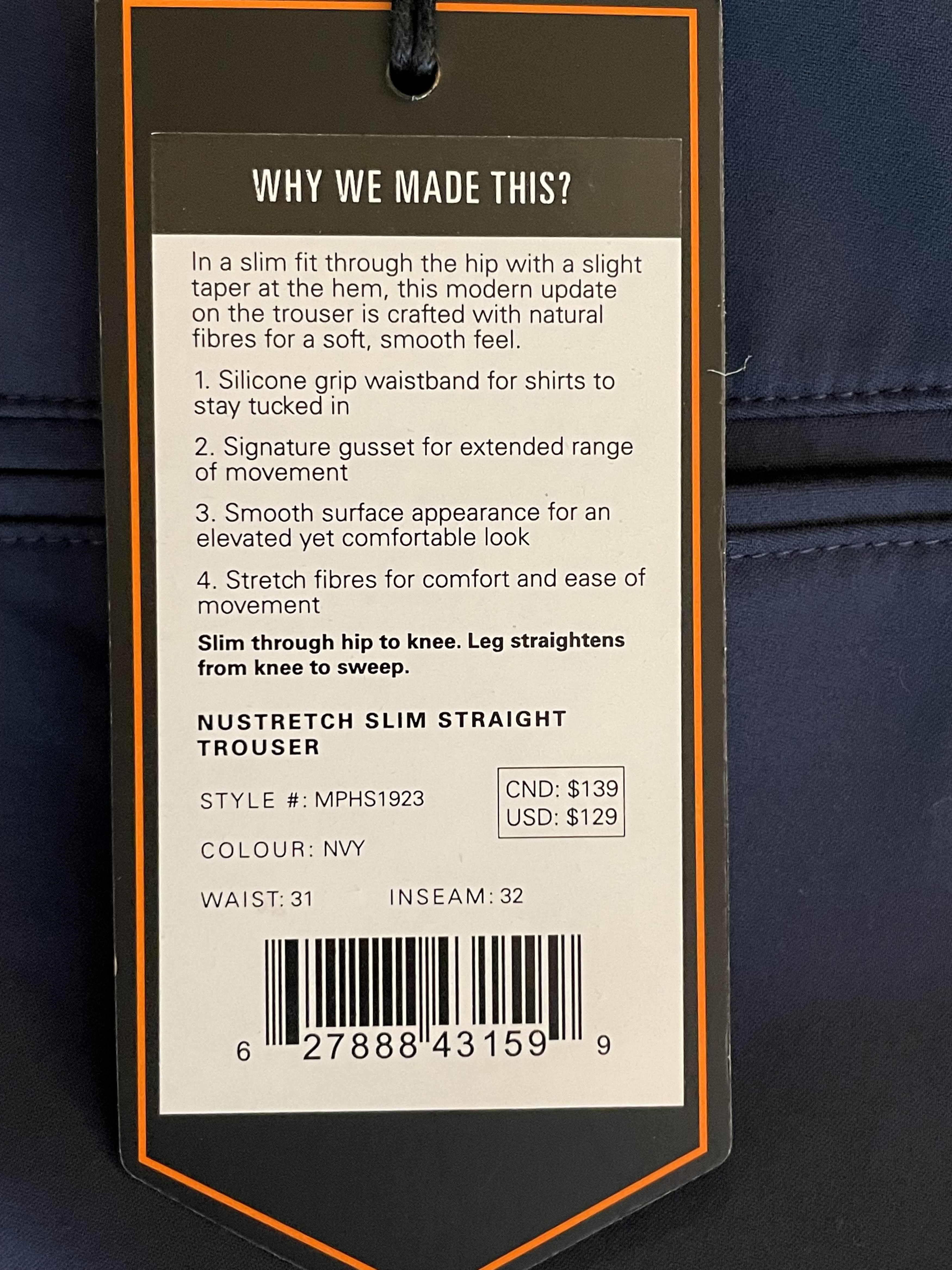 DUER Duer Nustretch Slim Straight Trouser Size US 31 - 6 Thumbnail