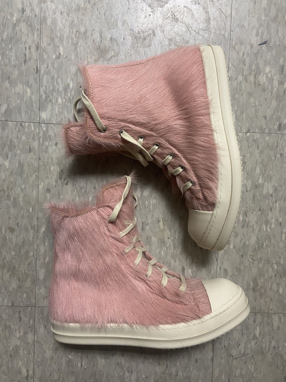 Rick Owens Rick Owens High Top Ramones Pink Pony Hair Size US 10 / EU 43 - 3 Thumbnail