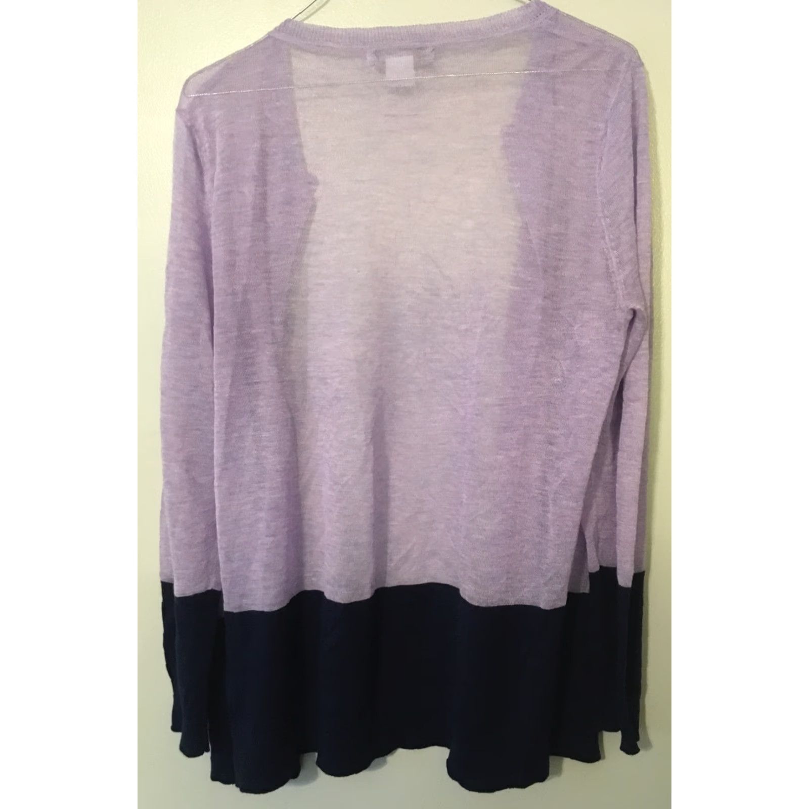 Liz Claiborne Liz Claiborne Purple Navy Stripe Cardigan Sweater Sz M Long Sleeve Open Front Size M / US 6-8 / IT 42-44 - 5 Thumbnail