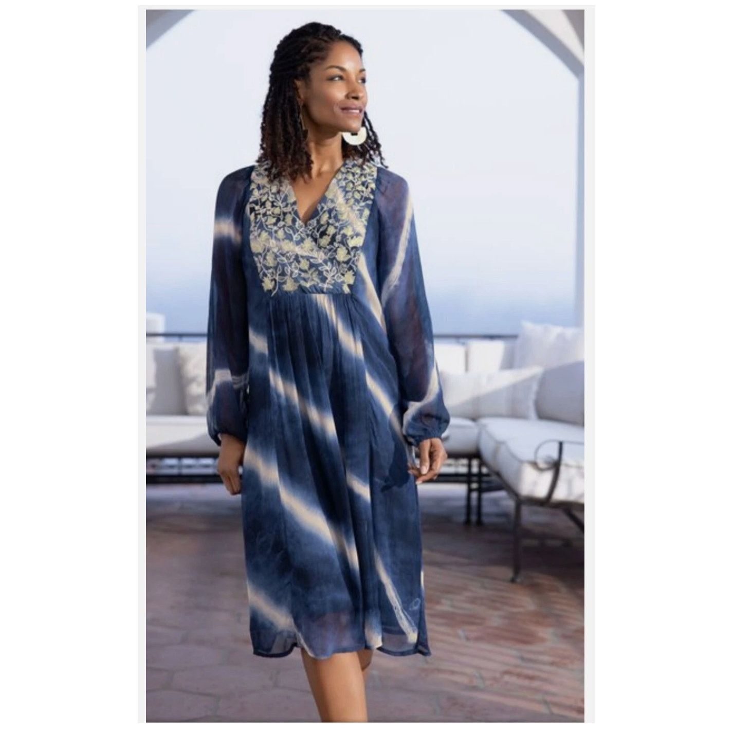 Other Soft Surroundings Blue Himalaya Dress Tie Dye Blue Size XXL / US 16-18 / IT 52-54 - 9 Thumbnail