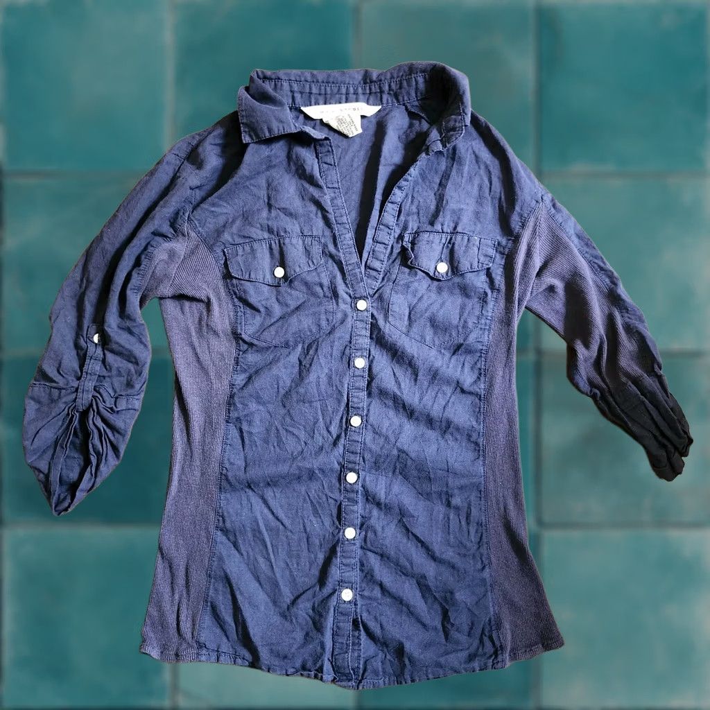 Vintage VINTAGE? No. Max Studio Shirt Men Navy Blue Pocket Button-Up Regular Small Cotton Long Sleeve Casual Travel Party 90s? Size US S / EU 44-46 / 1 - 1 Thumbnail