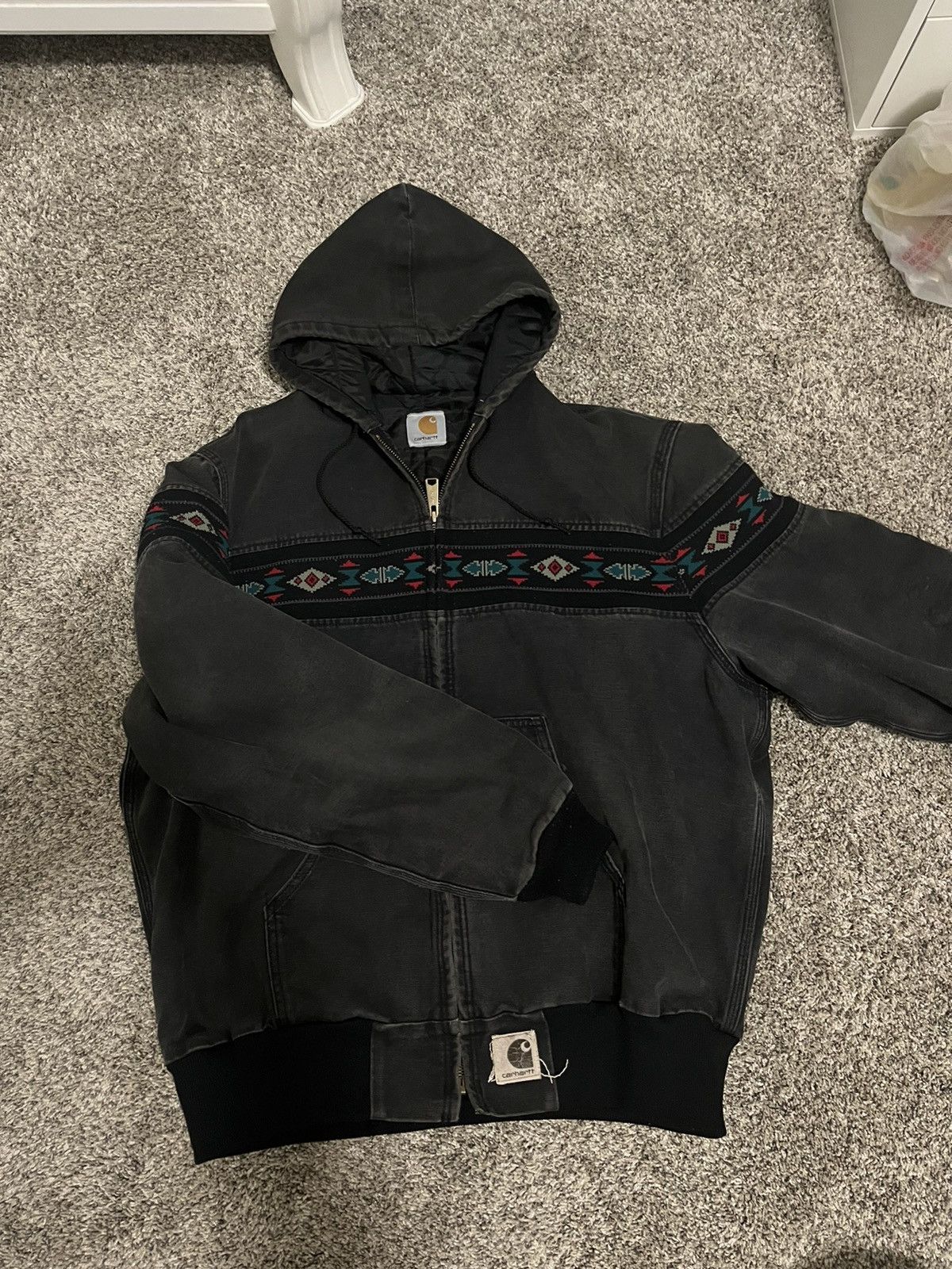 image of Vintage Carhartt Aztec Jacket in Black, Men's (Size Large)