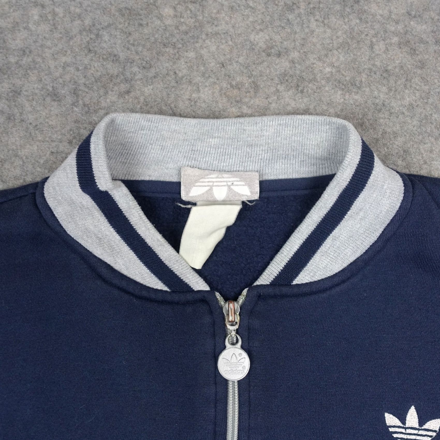 Adidas VINTAGE adidas Sweatshirt Mens Large Gray Full Zip 80s 90s Hip Hop RUN DMC Trefoil Fleece Size US L / EU 52-54 / 3 - 2 Thumbnail