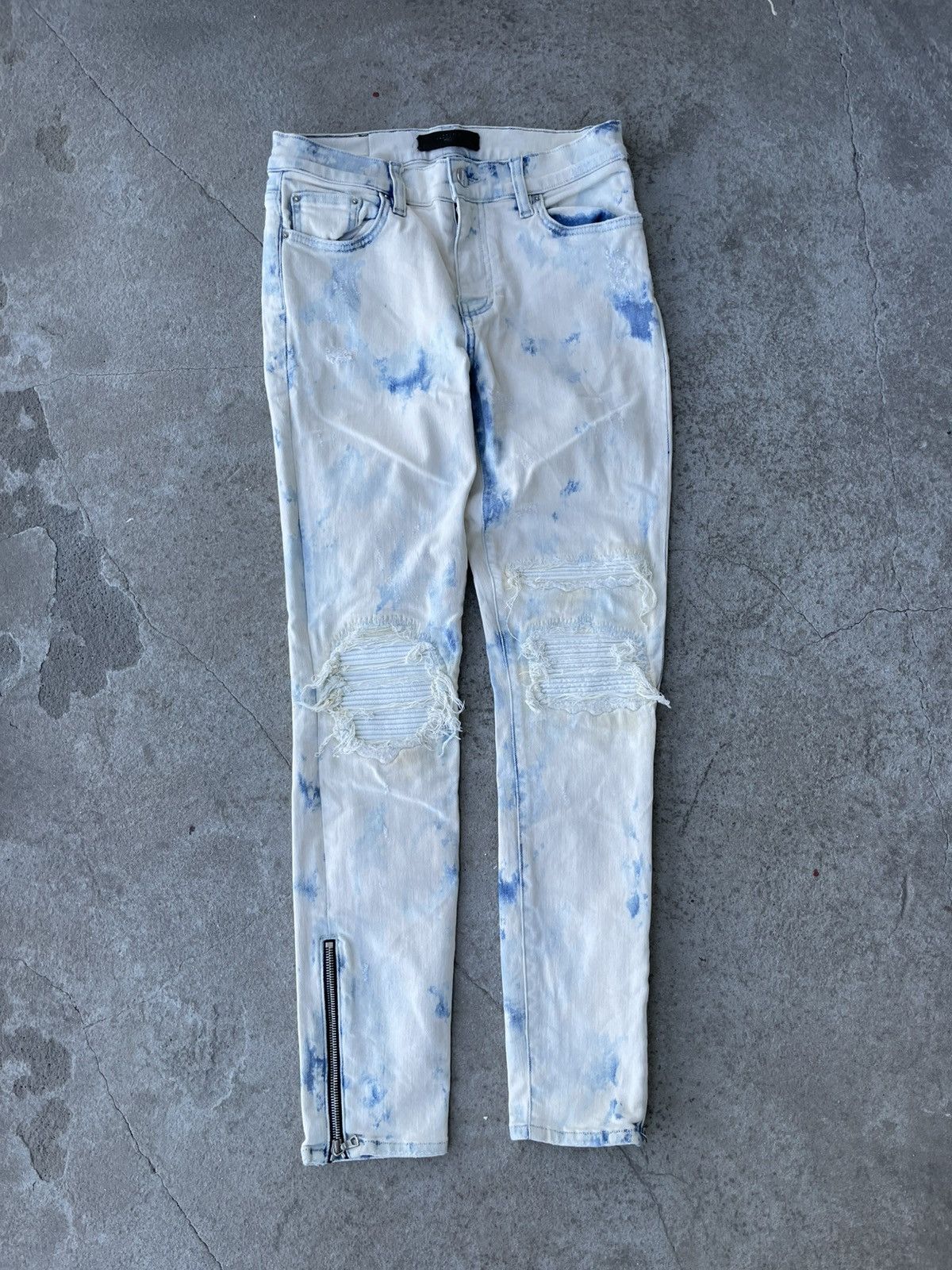 Amiri AMIRI TIE DYE DISTRESSED BIKER DENIM Size US 27 - 1 Thumbnail
