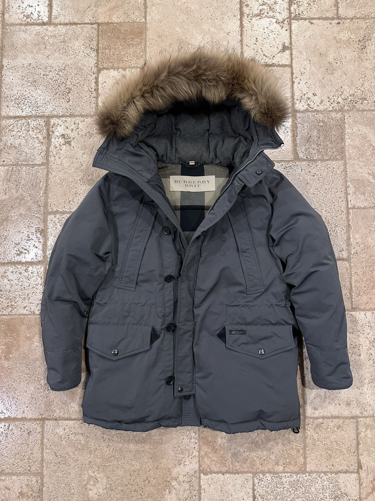Burberry × Japanese Brand Burberry Puffer Jacket Fur Hood