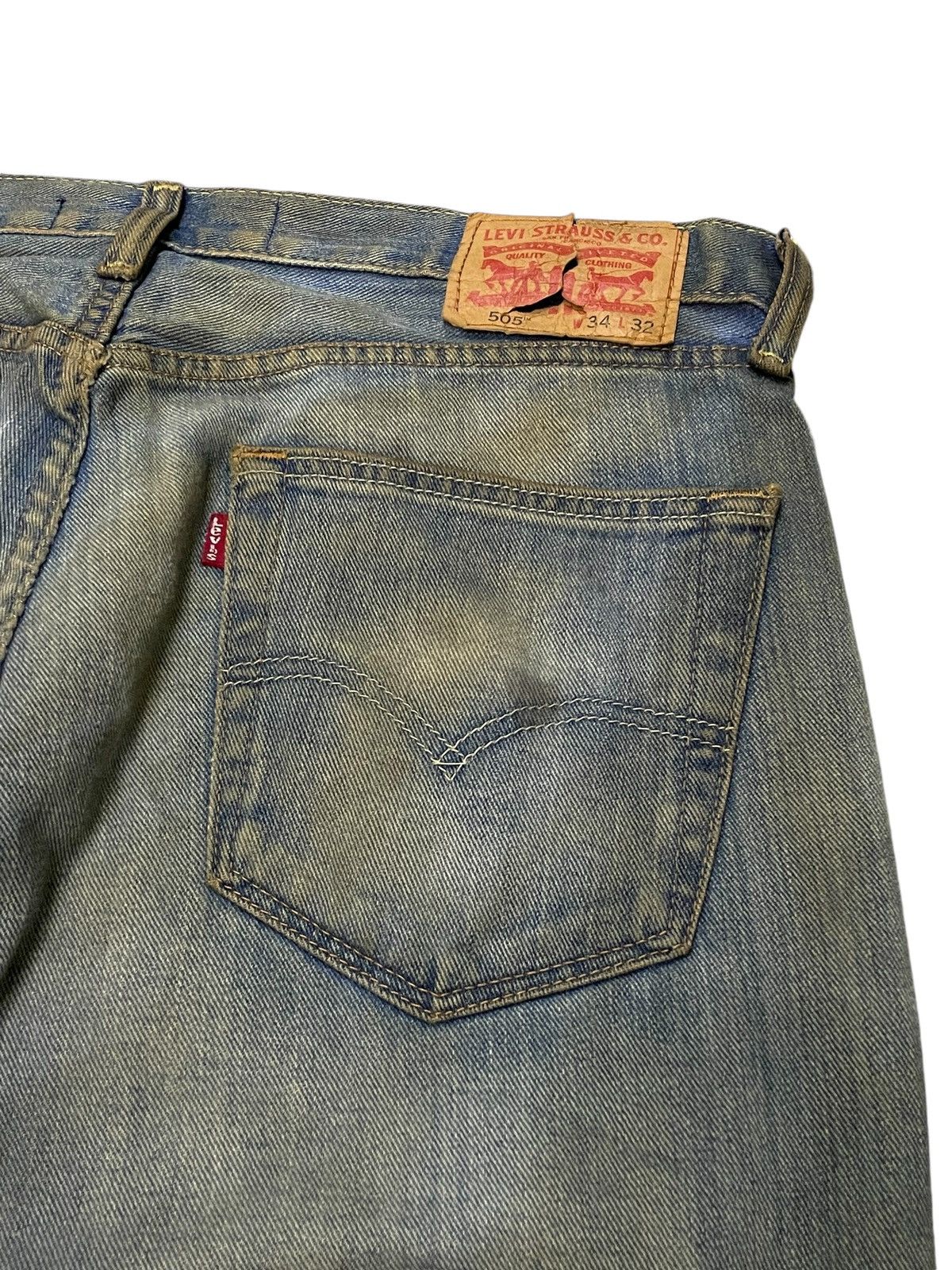 Hysteric Glamour × Levi's × Vintage Vtg Levis 505 Muddy Dirty Wash Blue Loose Jeans Size US 34 / EU 50 - 12 Thumbnail