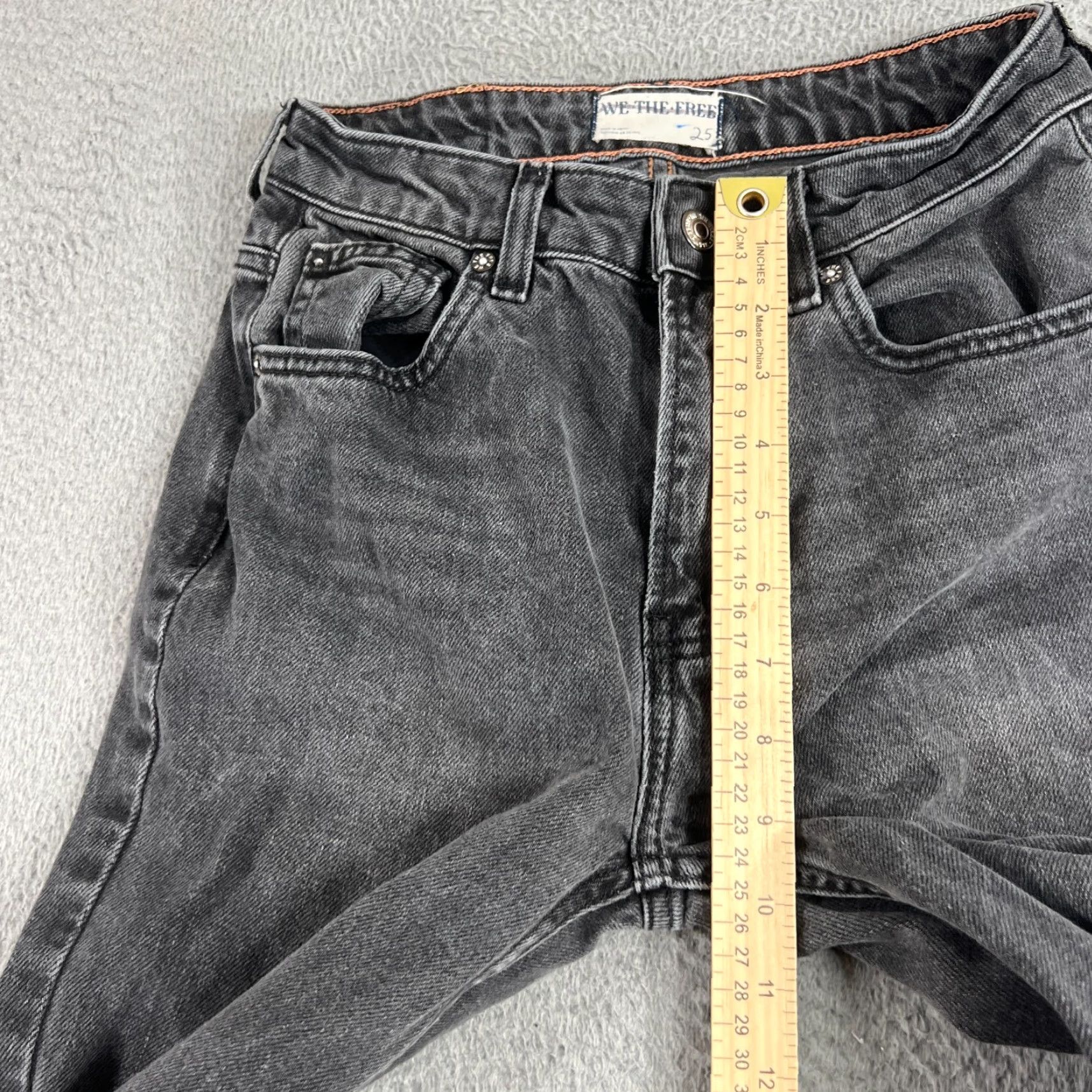 Free People Free People Jeans The Pacifica High Rise Slim Straight Leg 25 Black Size 42" / US 20 - 6 Thumbnail