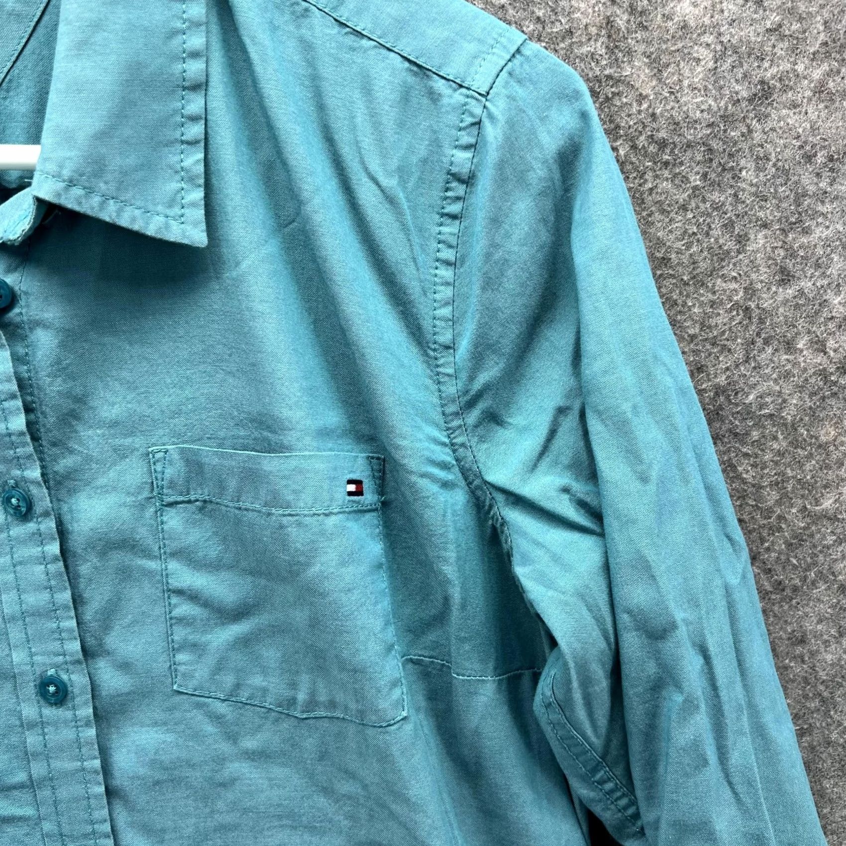 Tommy Hilfiger Tommy Hilfiger Shirt Women Medium Teal Blue Casual Button Down Preppy Vtg Size M / US 6-8 / IT 42-44 - 4 Thumbnail