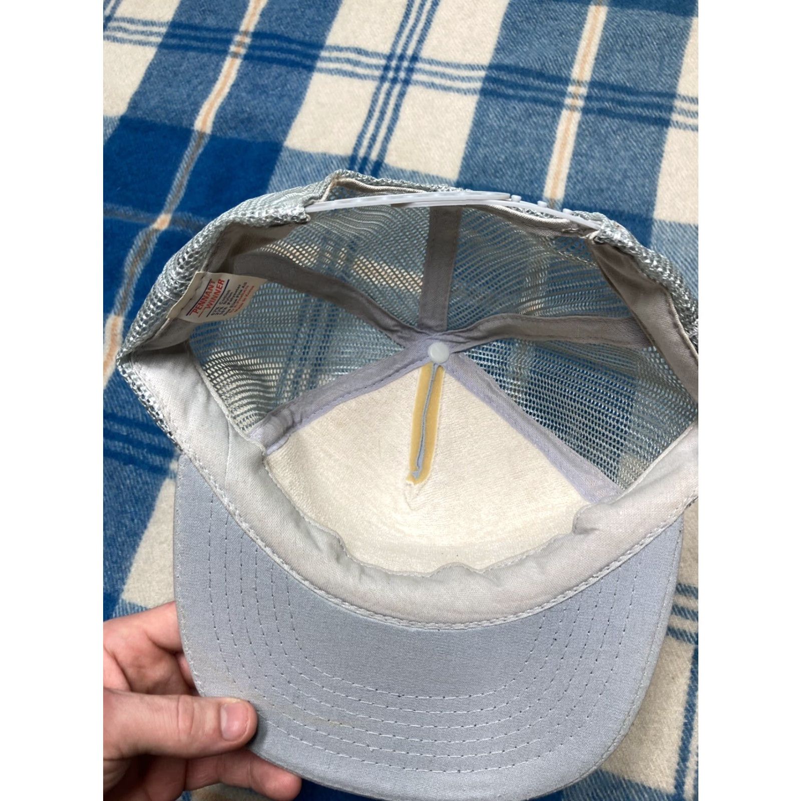 Vintage VINTAGE K-Brand Trucker Hat Eagle Pennant Winner MFG Korea Cap Gray Adjustable Men Size ONE SIZE - 5 Thumbnail