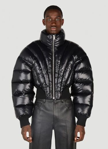 image of Mugler Black Unisex Cropped Down Muscle Jacket, Men's (Size XS)