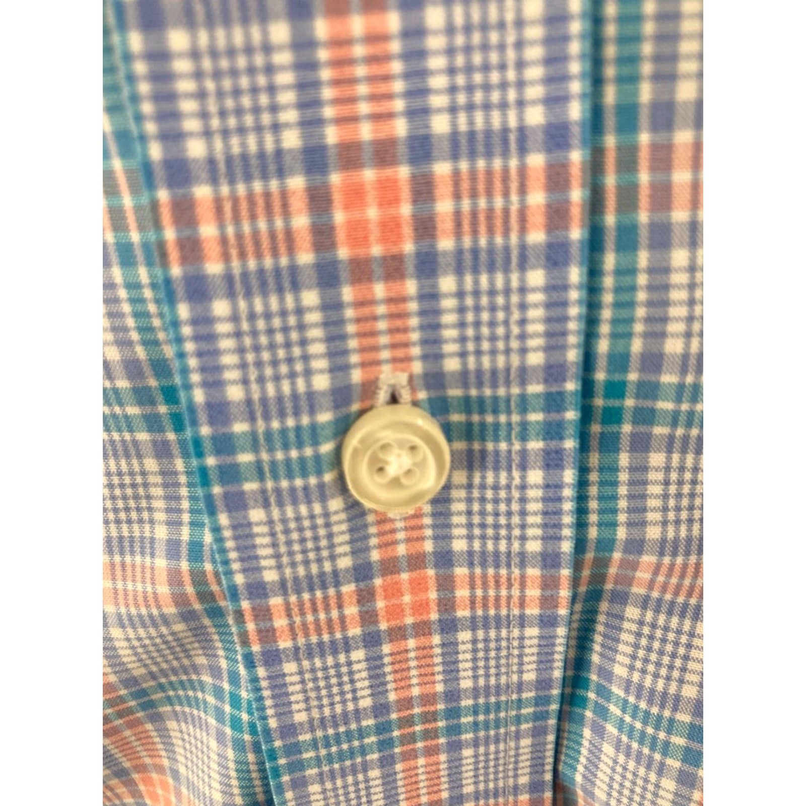 Jos. A. Bank Jos. A. Bank Traveler Shirt Mens Medium Plaid Colorful Stripes Dress Shirt Button-Down Long Sleeve Travel Multicolor Cotton Knit Regular Fit Shirt Size US M / EU 48-50 / 2 - 7 Thumbnail