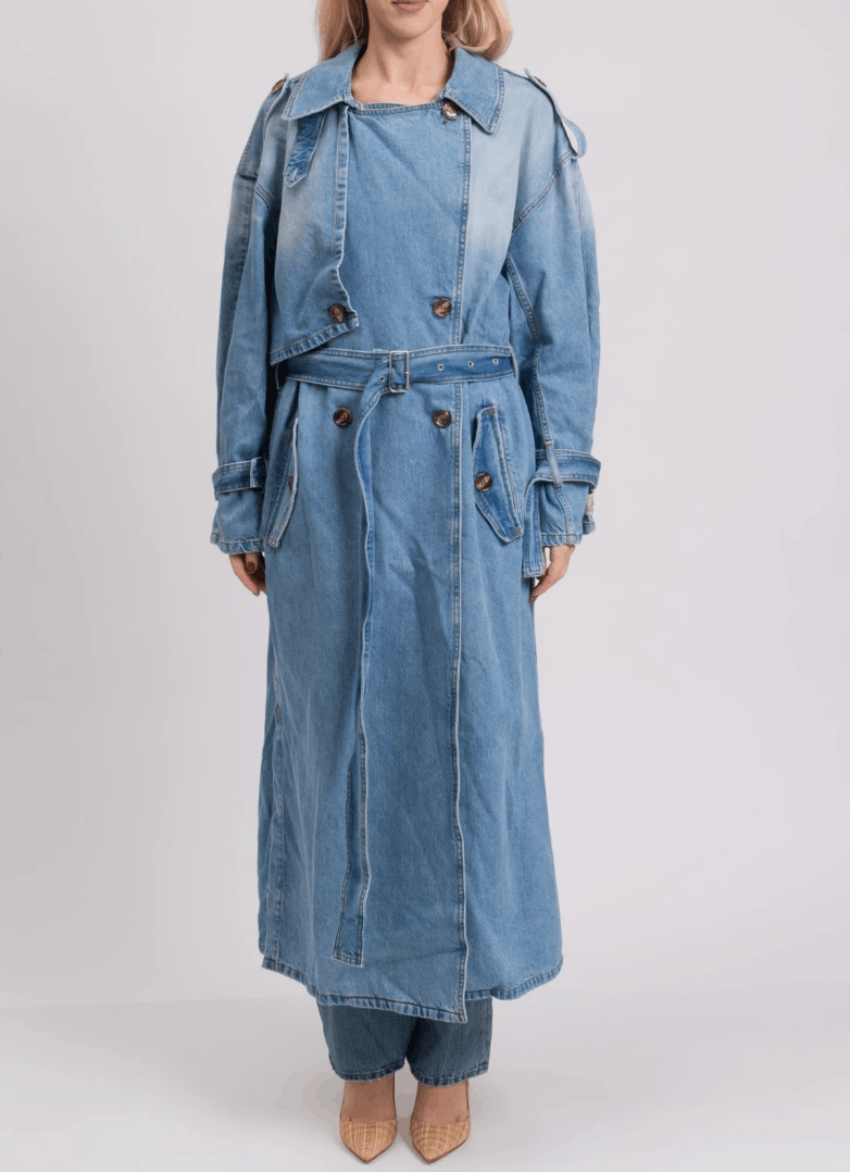 Acne Studios ACNE STUDIOS Oversized Denim Long Trench Coat Size XS / US 0-2 / IT 36-38 - 1 Thumbnail