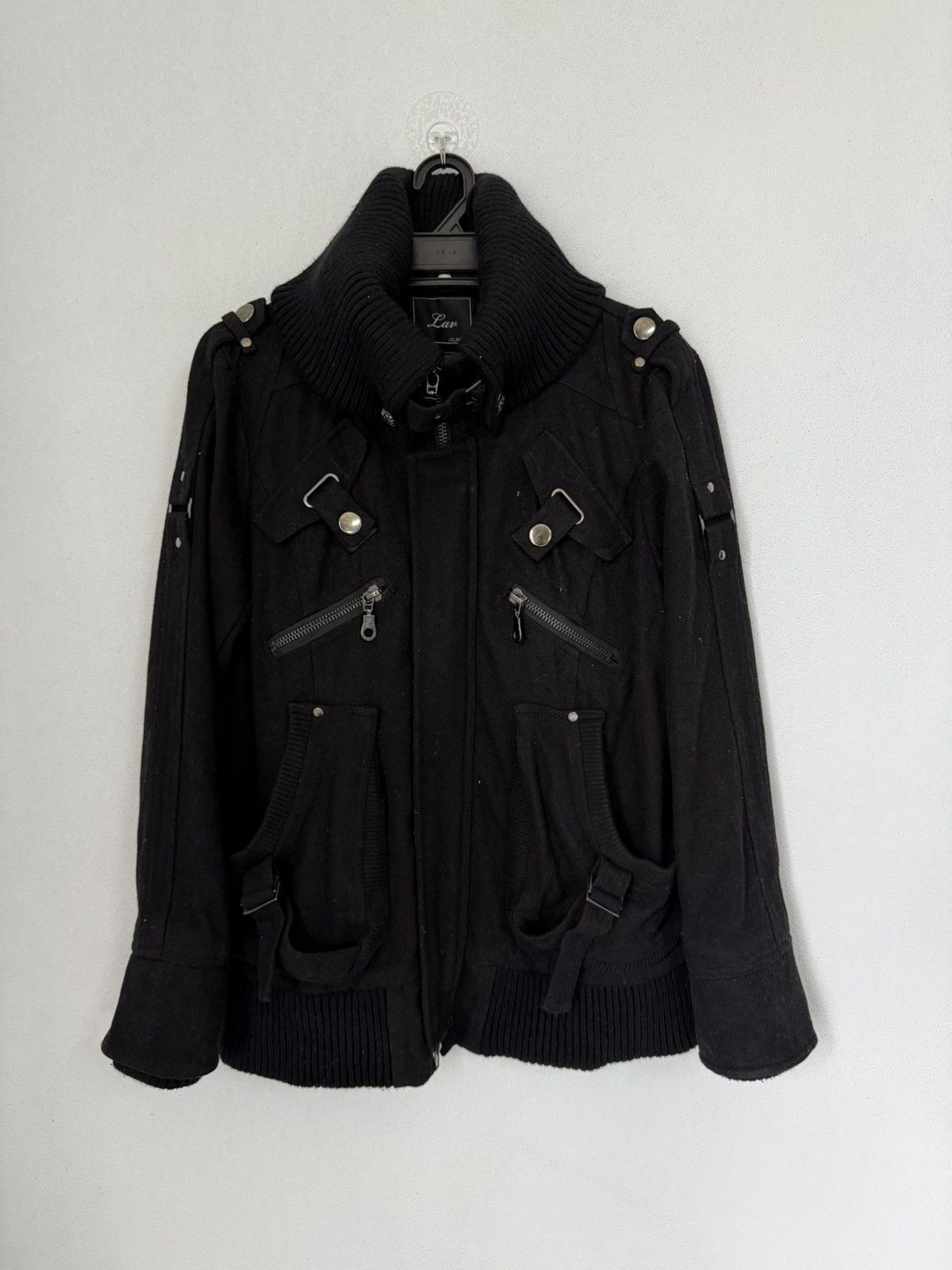 Japanese Brand Dark Aesthetic Jacket Buckle Ribbed High Collar Gothic Edge Size US XL / EU 56 / 4 - 1 Thumbnail