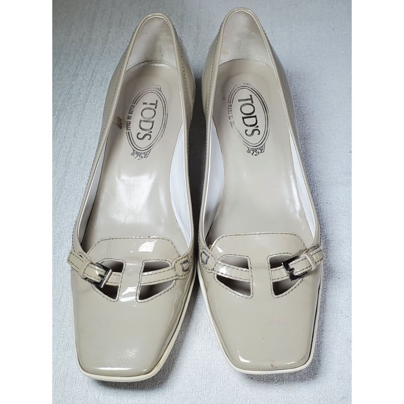 Vintage TOD's Gray Patent Leather Wedges Slip On Pumps Women's US 10 Shoes" Size US 10 / IT 40 - 6 Thumbnail