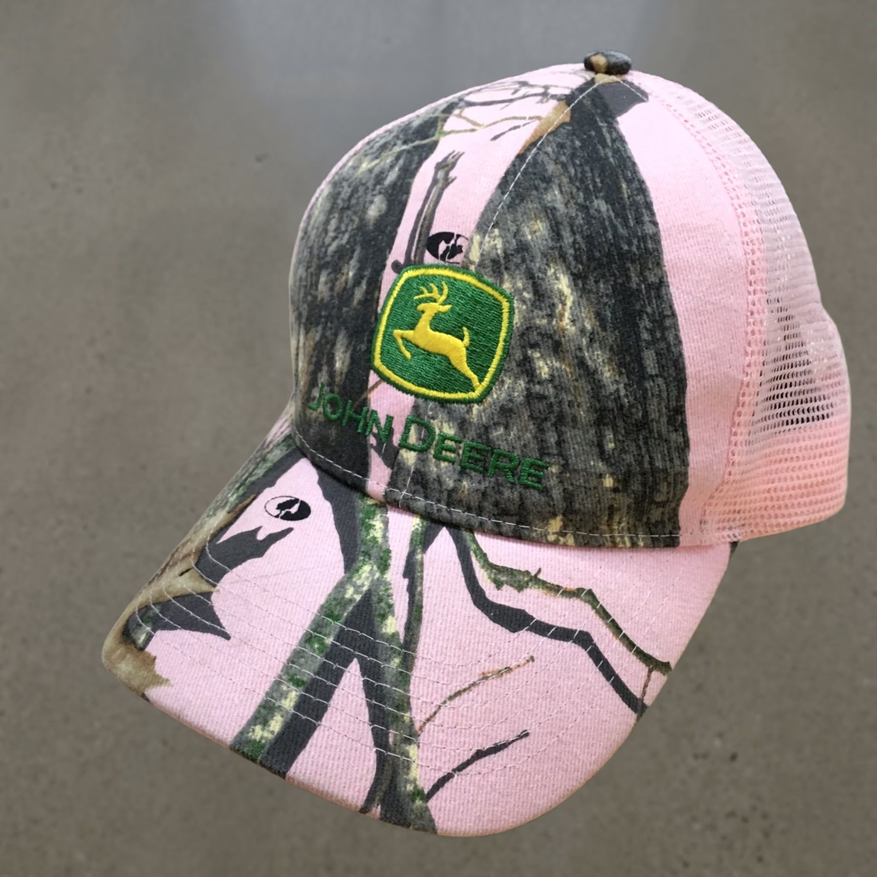 John Deere John Deere Trucker Hat Womens Pink OS Adjustable Curved Brim Embroidered Logo Size ONE SIZE - 1 Thumbnail