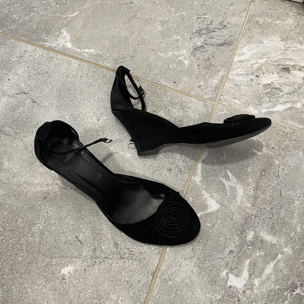 Handmade 🌹 black rose shoes boots like LOEWE miu prada Heel Sandals Size US 5 / IT 35 - 1 Thumbnail