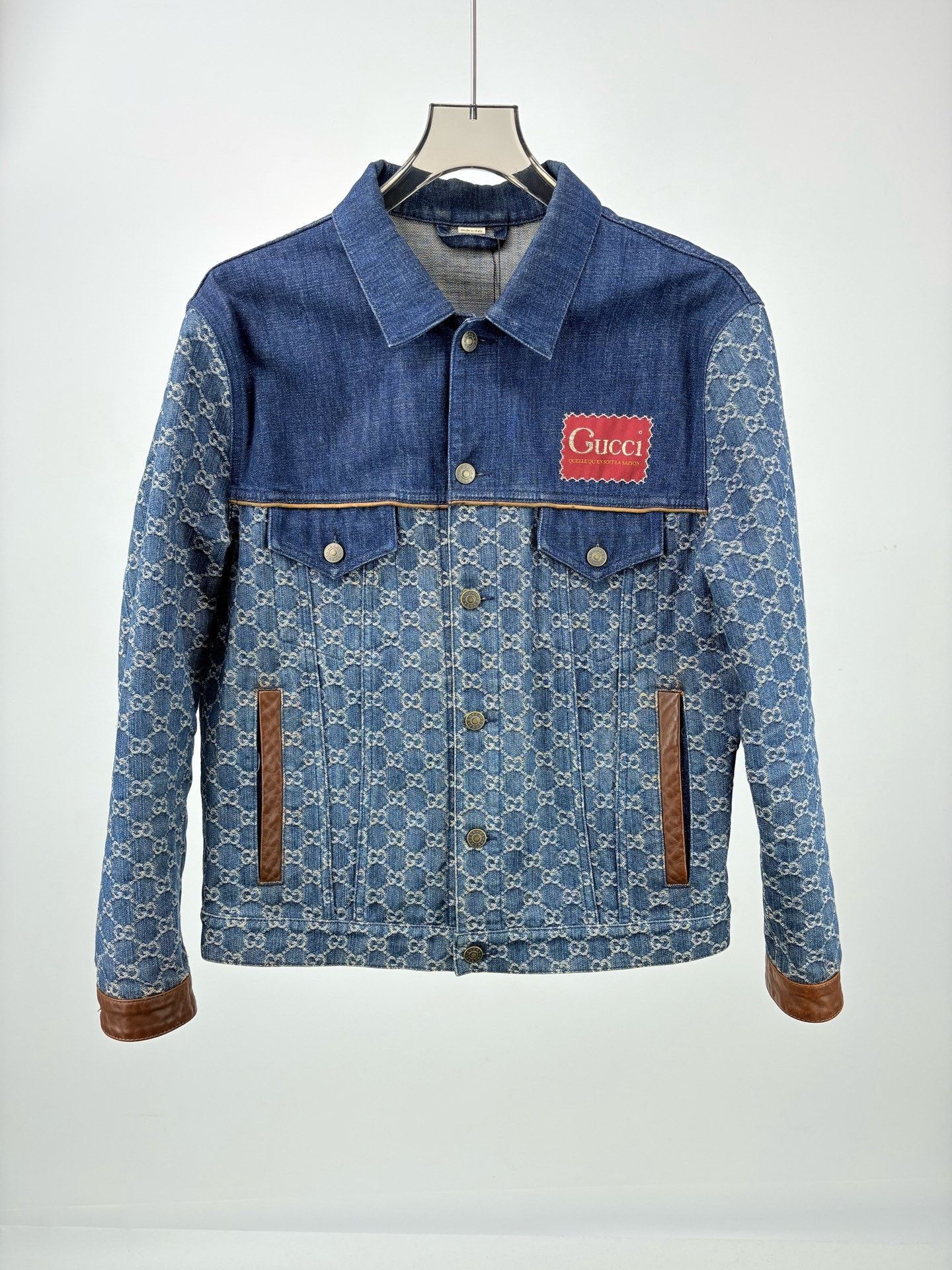 Gucci Gucci GG Logo Leather Patchwork Denim Jacket Size US S / EU 44-46 / 1 - 1 Thumbnail