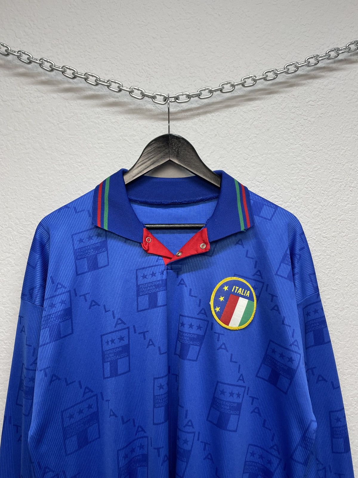 Nike Vintage Y2K Nike Italia Blockcore Tee Soccer Jersey Long Sl Size US L / EU 52-54 / 3 - 4 Thumbnail