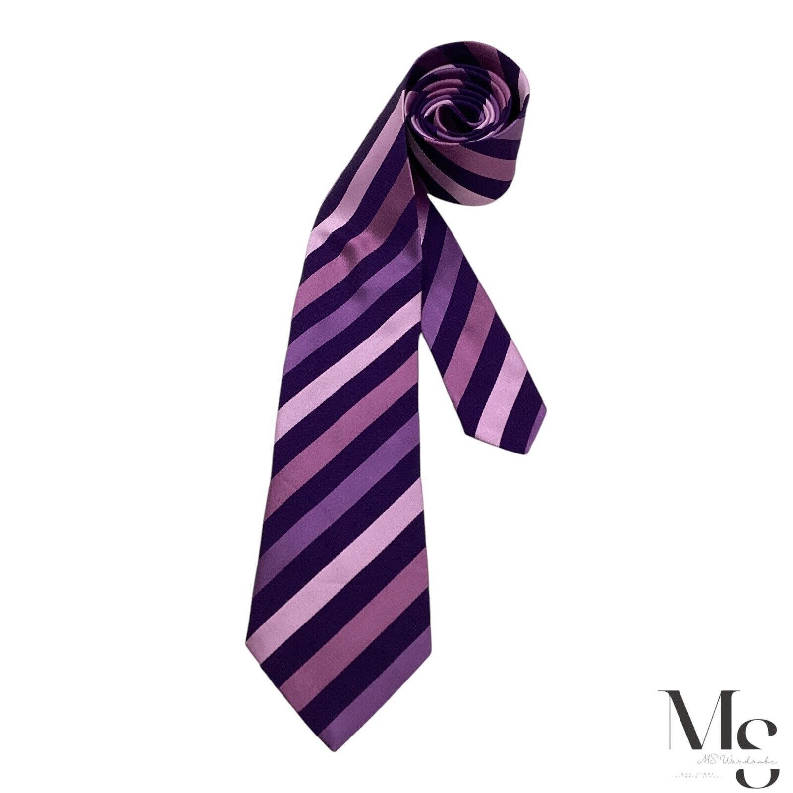 ETON Purple Striped Luxury Silk Tie Made in Italy W: 3.25