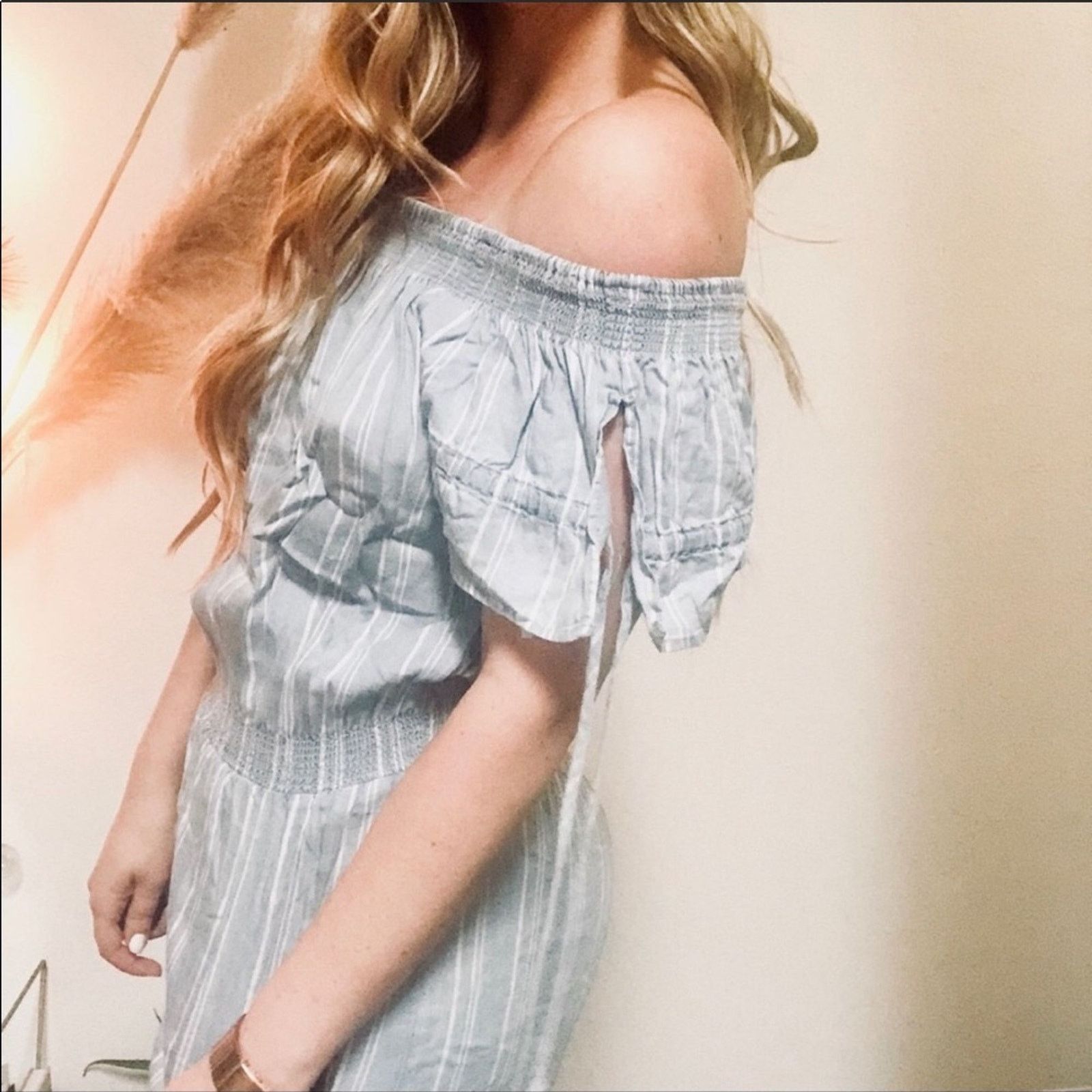 Nordstrom NEW WALTER BAKER Blue White Pinstripe Wide Leg Jumpsuit Size 28" / US 6 / IT 42 - 3 Thumbnail